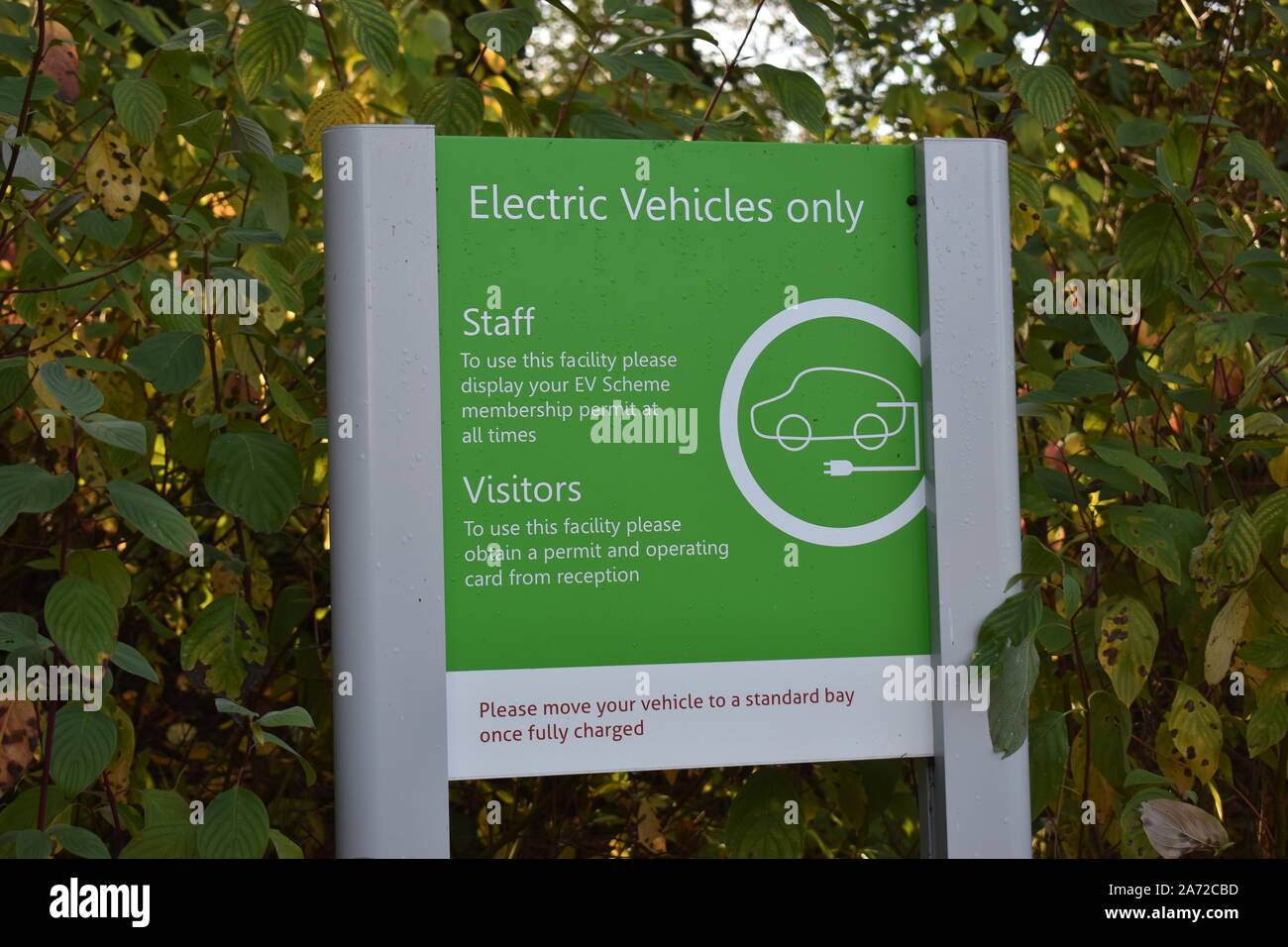 I veicoli elettrici soltanto. Parcheggio segno di restrizione. Foto Stock