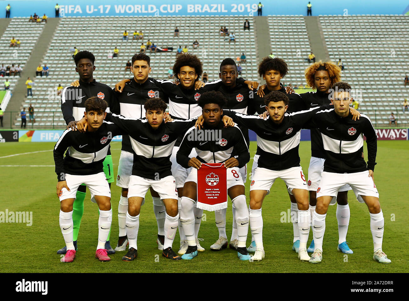 Il 29 ottobre 2019; Bezerrao Stadium, Brasilia, Distrito Federal, Brasile; FIFA U-17 World Cup Brasile 2019, Angola contro il Canada; i giocatori del Canada comporta per le loro foto ufficiale - uso editoriale Foto Stock