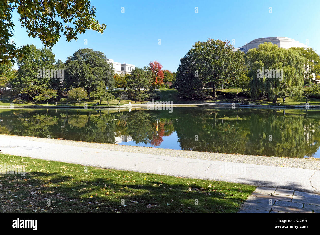 Wade e Laguna Park sono un elemento centrale per la University Circle del distretto di Cleveland, Ohio, USA. Foto Stock