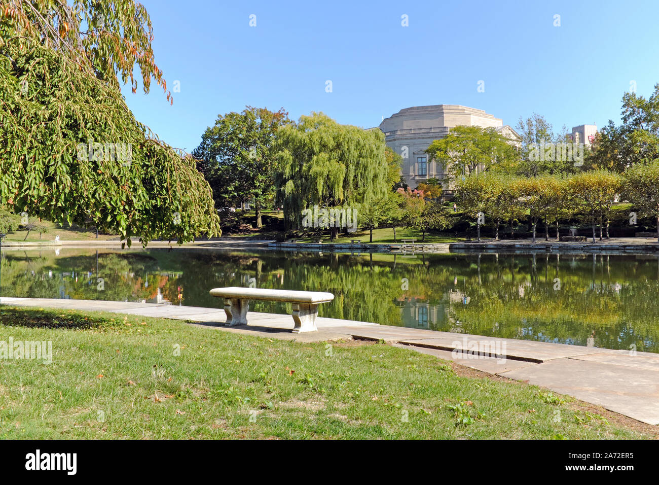 Wade e Laguna Park sono un elemento centrale per la University Circle del distretto di Cleveland, Ohio, USA. Foto Stock
