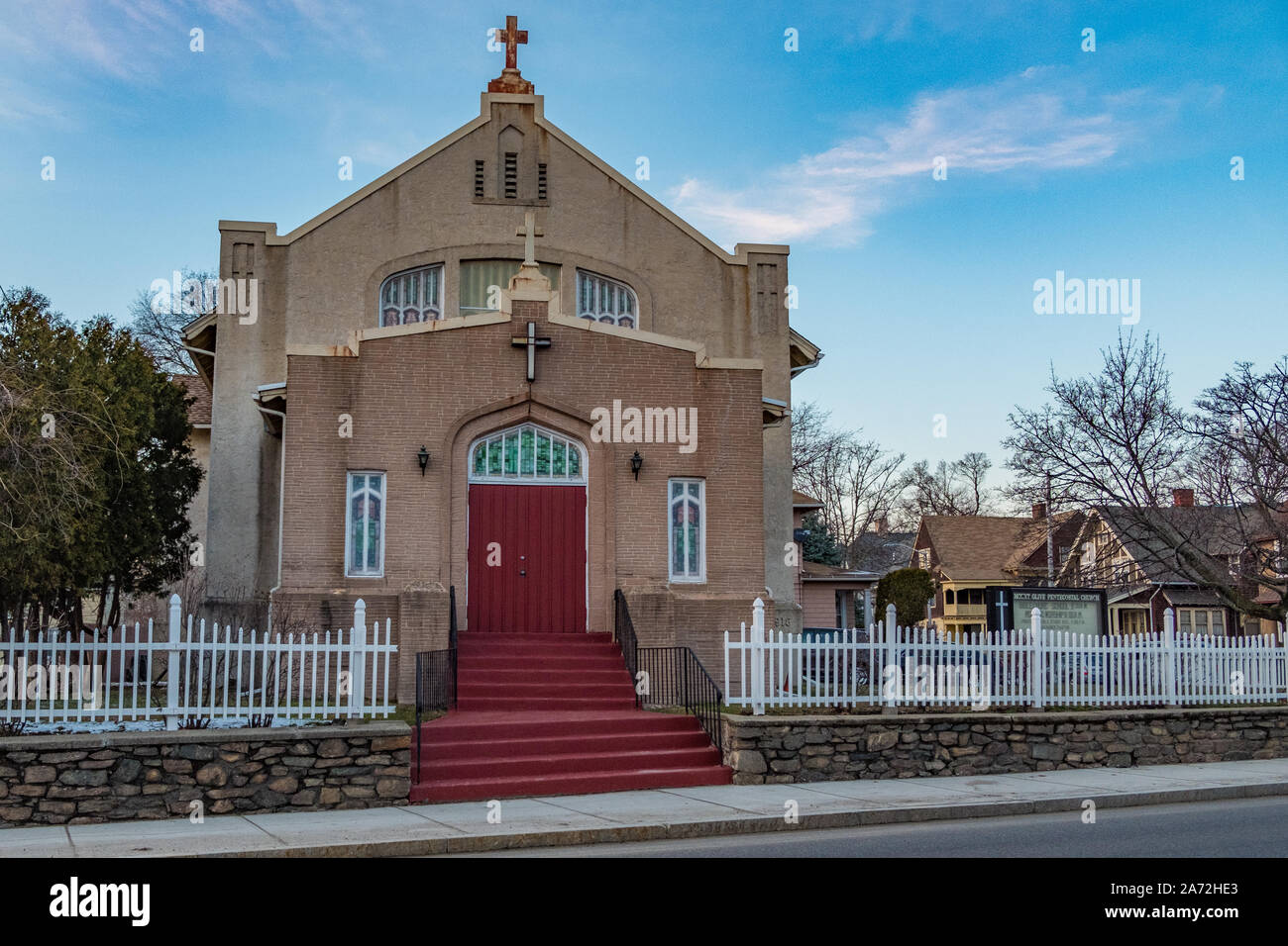 Mount Olive Chiesa Pentecostale, Highland Street, Worcester, MA Foto Stock
