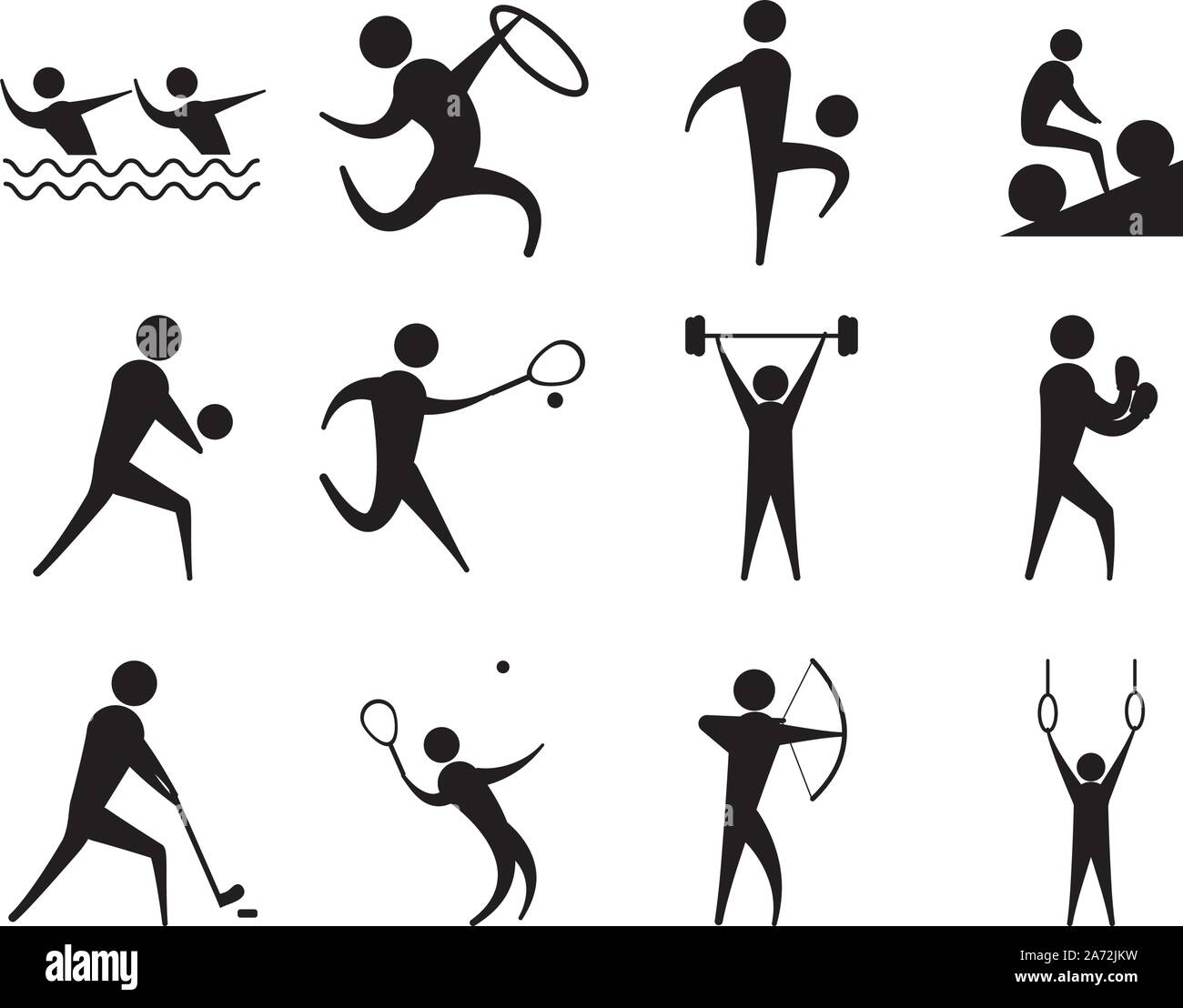 Silhouette persone sport attività differenti set di icone illustrazione vettoriale Illustrazione Vettoriale
