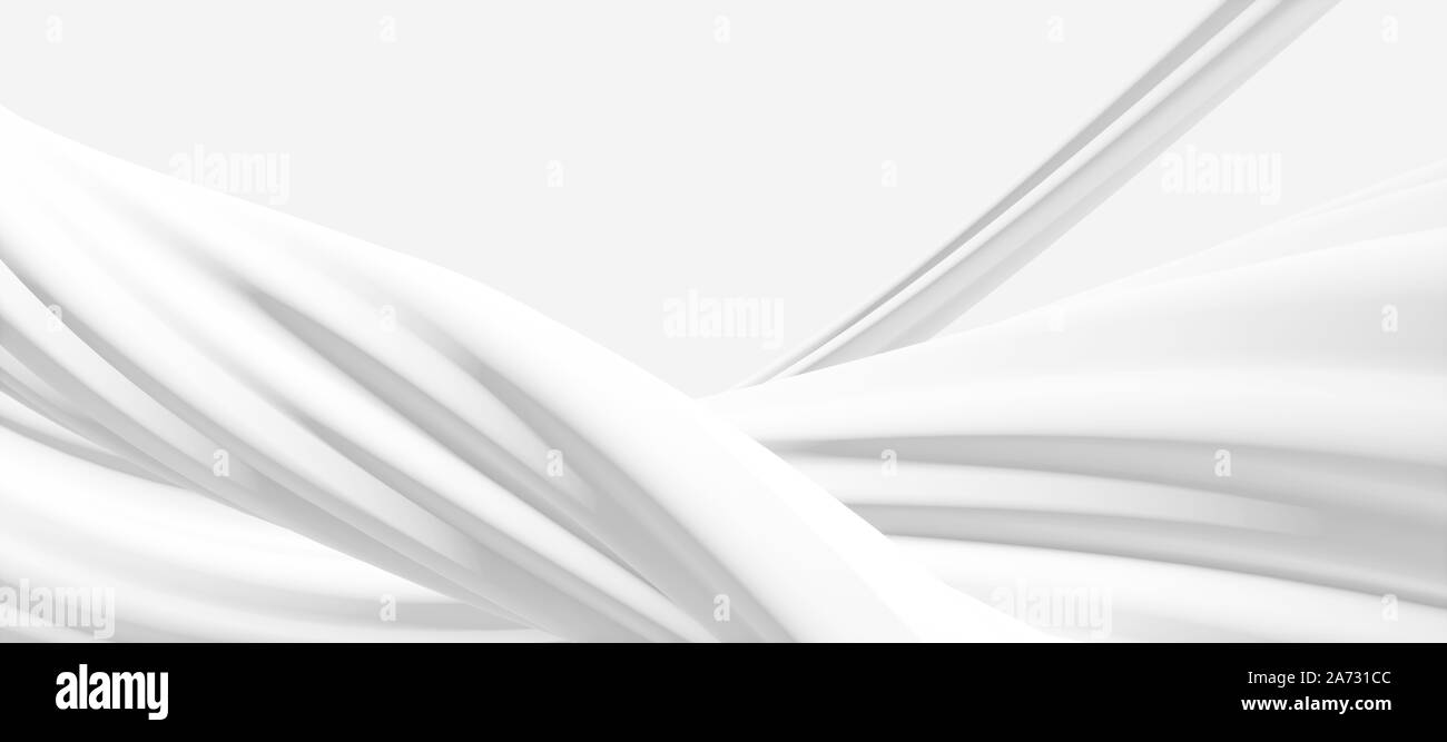 Sfondo panoramico astratto colorato: Curva bianca opaca geometrica. ( piastra posteriore dell'auto, immagine generata digitalmente dal computer di rendering 3D). Foto Stock