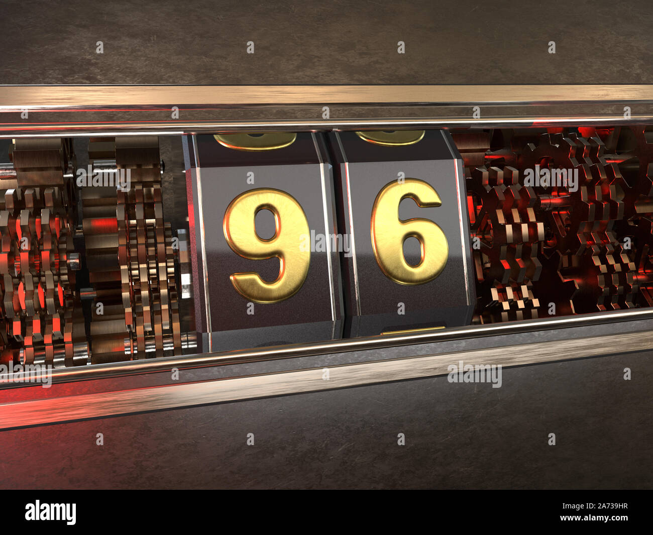 Numero 96 (numero novantasei) stile di slot machine. 3D illustrazione Foto Stock