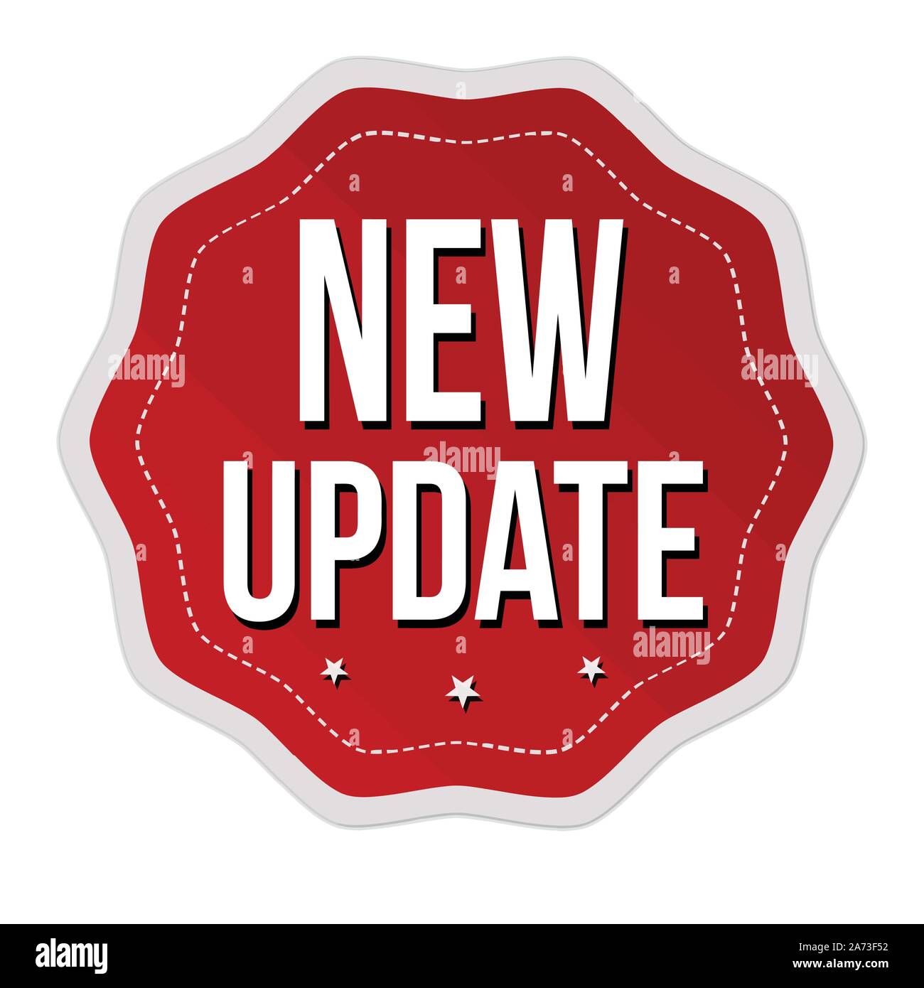Nuova etichetta di aggiornamento o un adesivo su sfondo bianco, illustrazione vettoriale Illustrazione Vettoriale