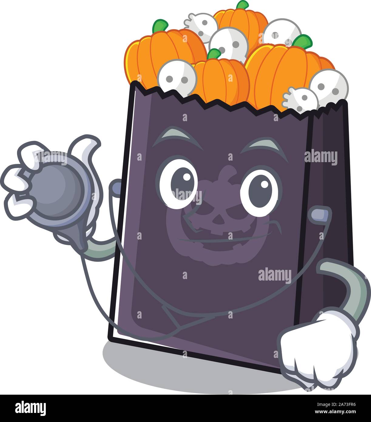 Medico di halloween mascotte di sacca isolata con il cartoon Illustrazione Vettoriale