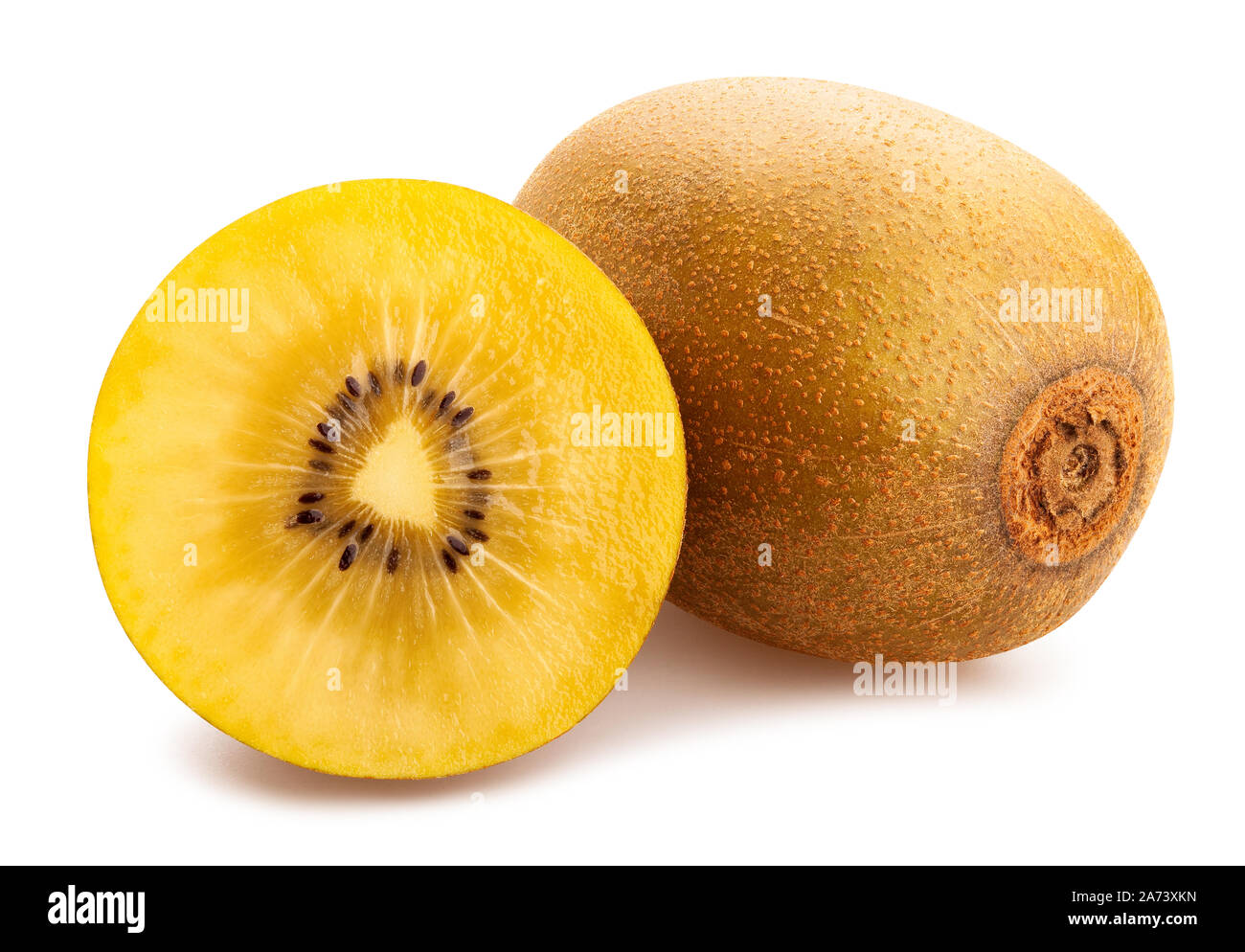 Fette di golden kiwi percorso isolato su bianco Foto Stock Fette di golden kiwi percorso isolato su bianco Foto Stock