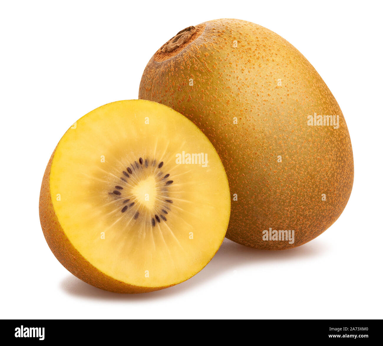 Fette di golden kiwi percorso isolato su bianco Foto Stock Fette di golden kiwi percorso isolato su bianco Foto Stock