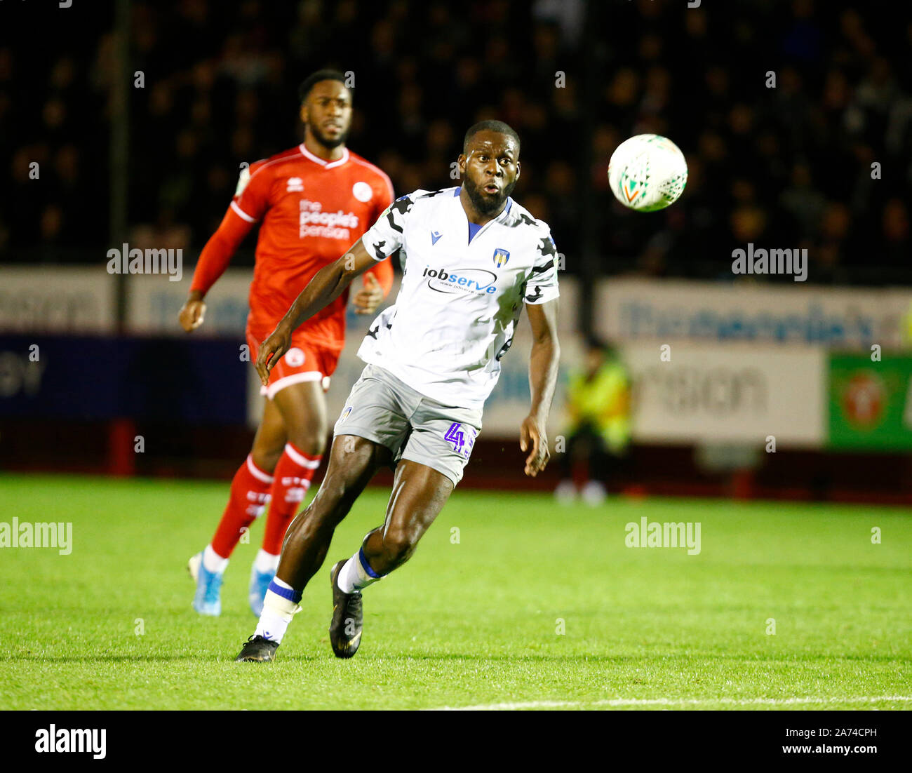 Londra, Regno Unito. Ottobre 29 Frank Nouble di Colchester Regno durante la Coppa Carabao quarto round tra la città di Crawley e Colchester Regno al Foto Stock