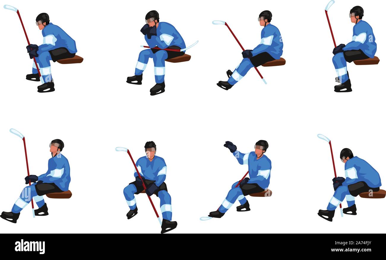 Hockey sedersi insieme Illustrazione Vettoriale