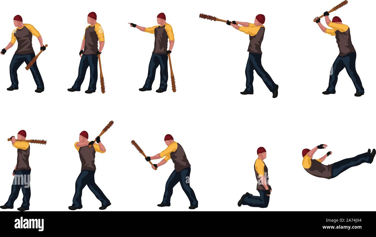 Uomo con basebal bat serie 03 Illustrazione Vettoriale