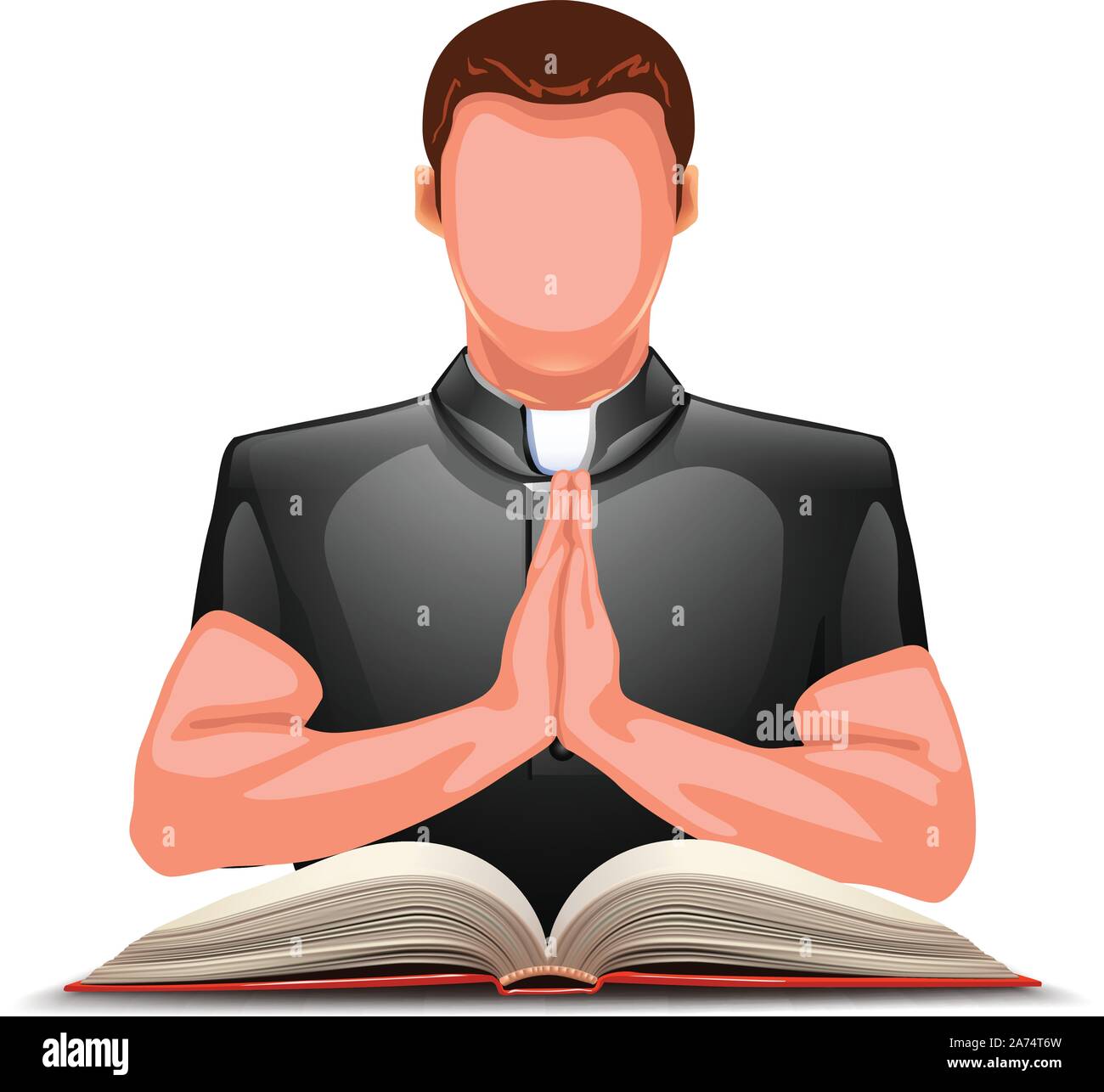 Sacerdote pregare con libro Illustrazione Vettoriale