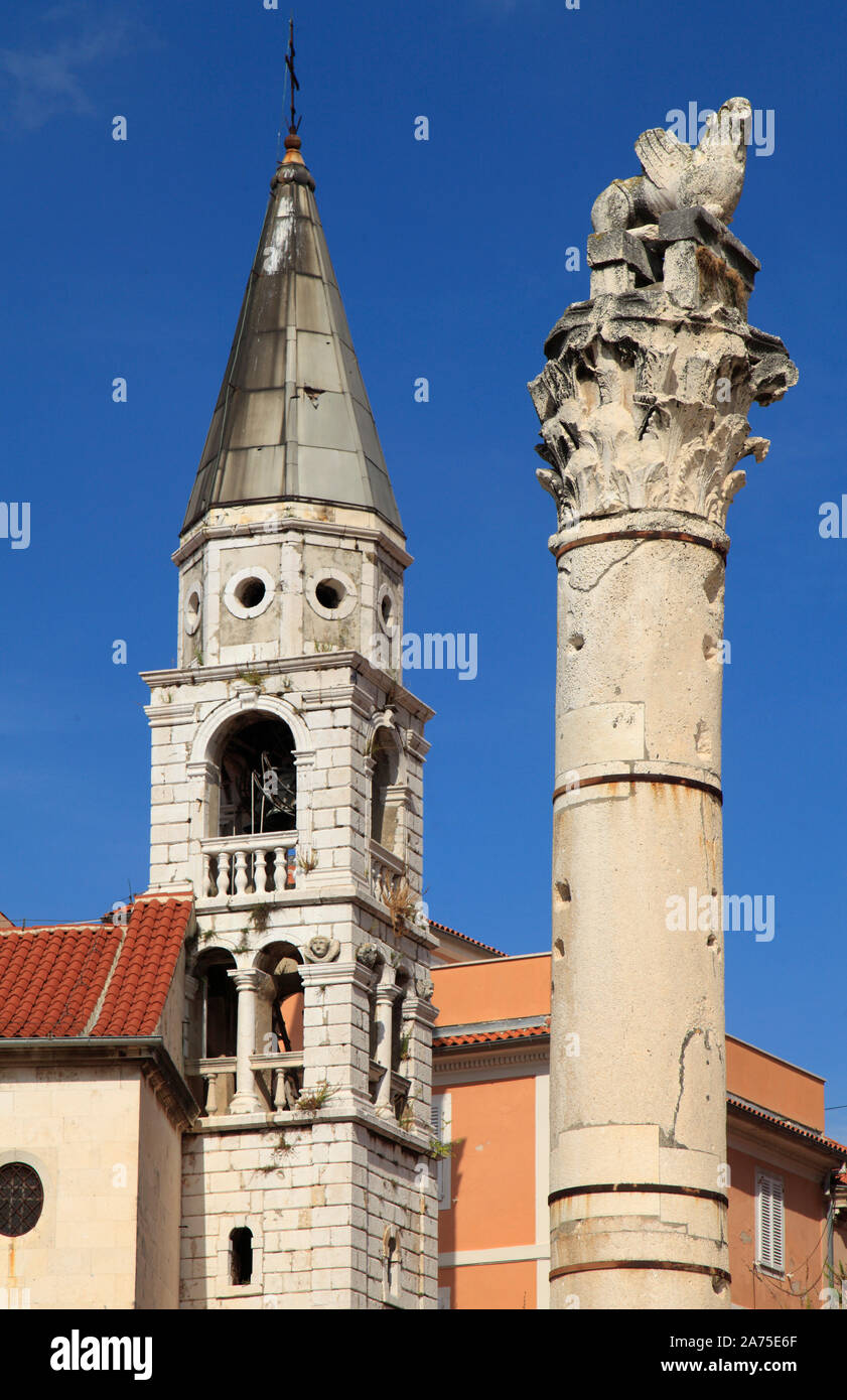 Croazia, Zadar, il pilastro della vergogna, St Elias Chiesa, Foto Stock