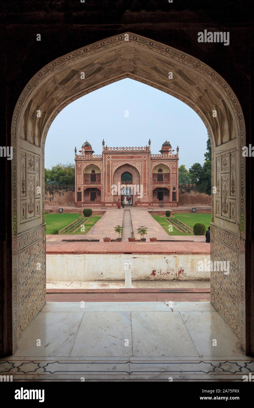 India, Uttar Pradesh, Agra, Itimad ud Daulah Mausoleo (Baby Taj) Foto Stock