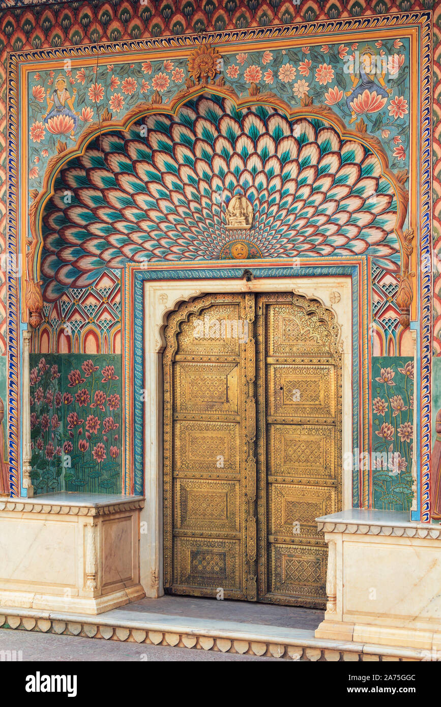 India Rajasthan, Jaipur, Palazzo di Città, Lotus Gate Foto Stock