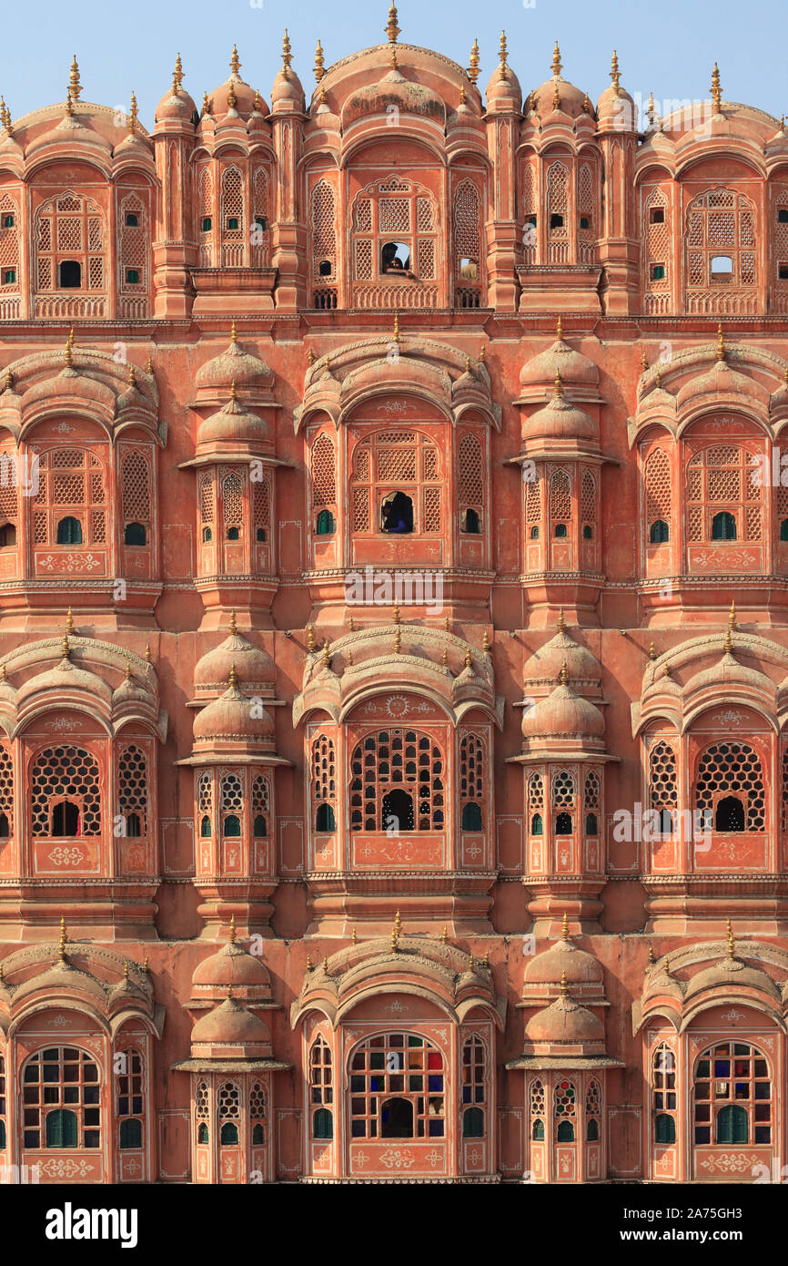India Rajasthan, Jaipur, Hawa Mahal (palazzo dei venti) Foto Stock
