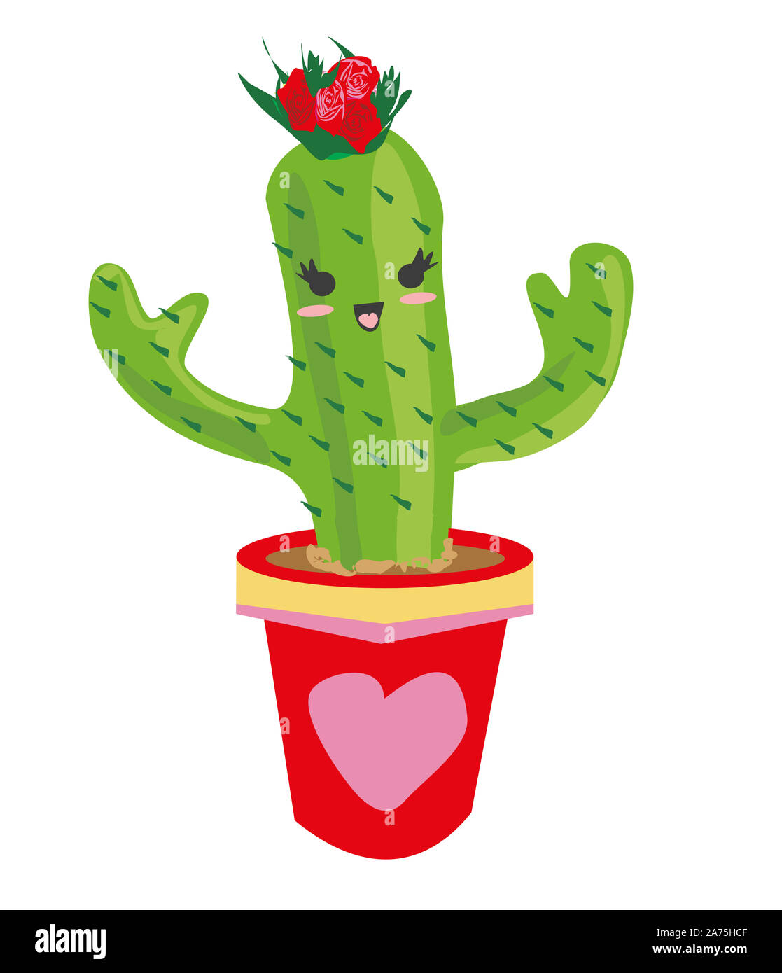 Cartoon carino cactus. Stampa infantile per il vivaio. Foto Stock