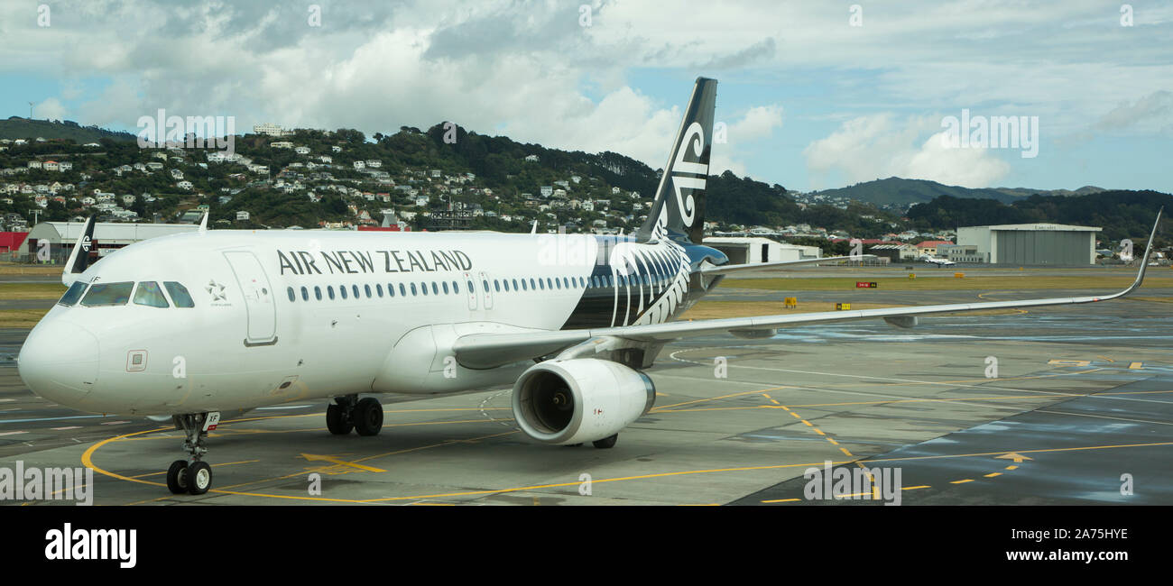 Aria nuova zelanda,dall'Aeroporto di Wellington Foto Stock