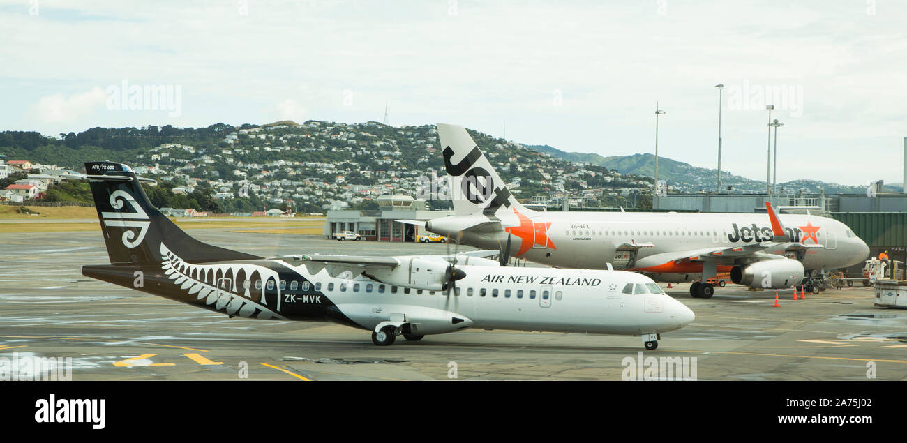 Aria nuova zelanda,dall'Aeroporto di Wellington Foto Stock