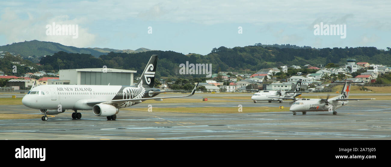 Aria nuova zelanda,dall'Aeroporto di Wellington Foto Stock