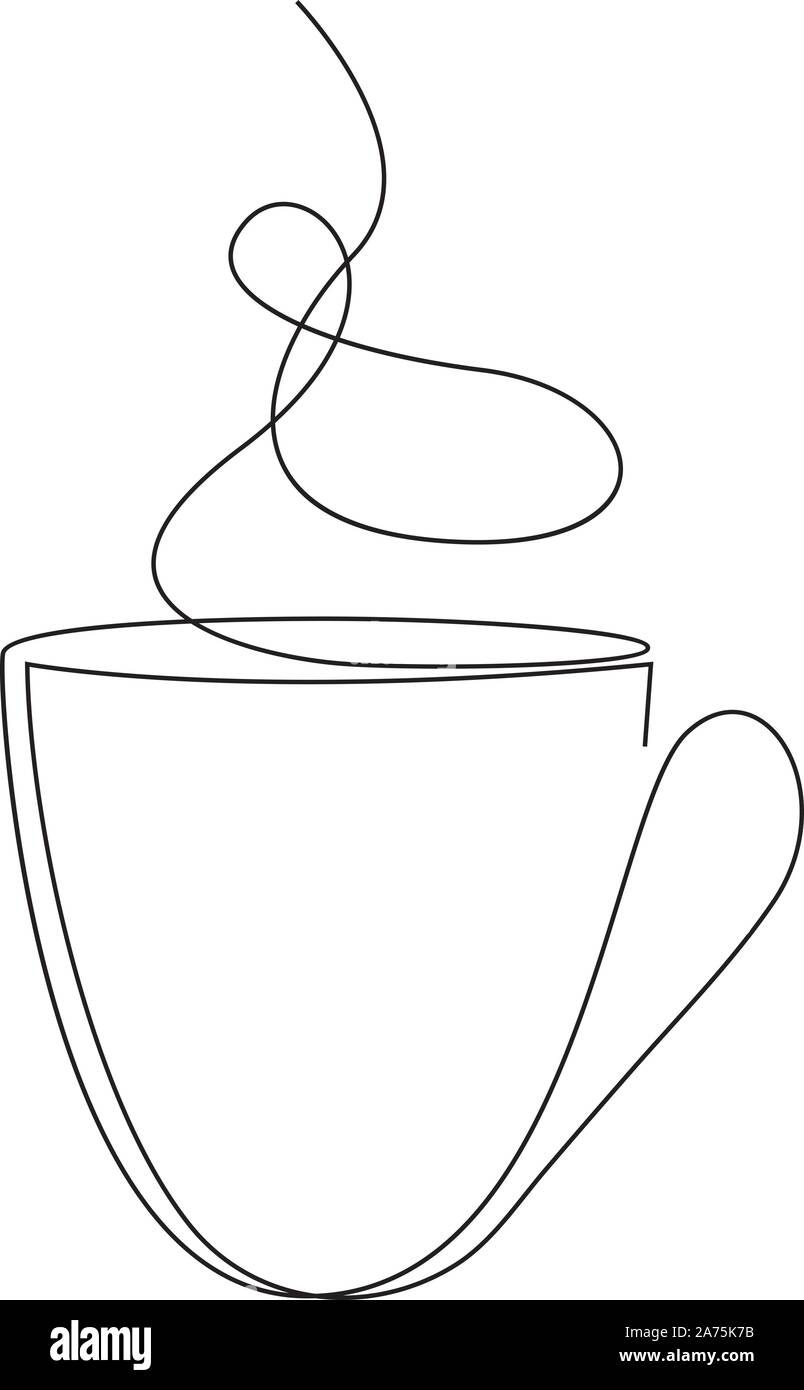 Tazzina linea continua. Linea di una tazza di tè. Illustrazione Vettoriale. Illustrazione Vettoriale