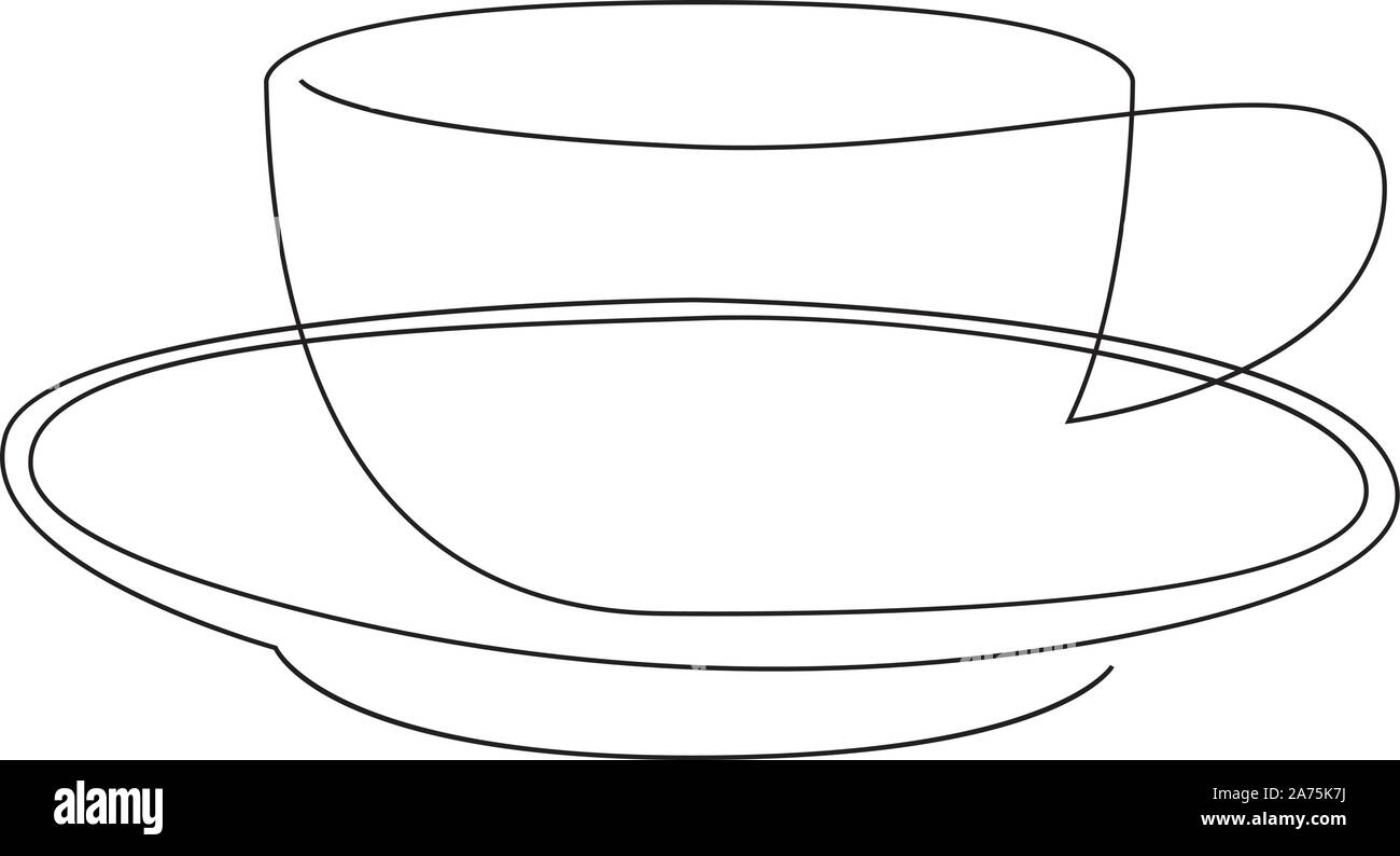 Tazzina linea continua. Linea di una tazza di tè. Illustrazione Vettoriale. Illustrazione Vettoriale