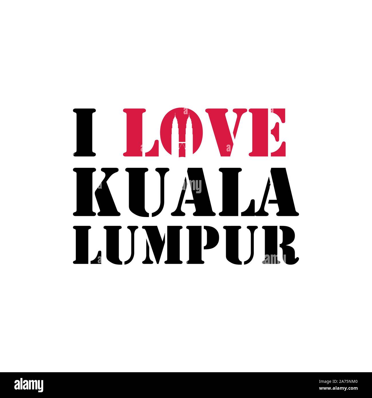 KL disegnati a mano caratteri vettoriali e Petronas Tower. La calligrafia moderna scritta della spazzola. KL lettering di inchiostro. Elemento di design per le carte di pagamento, banner, volantini, KL Illustrazione Vettoriale