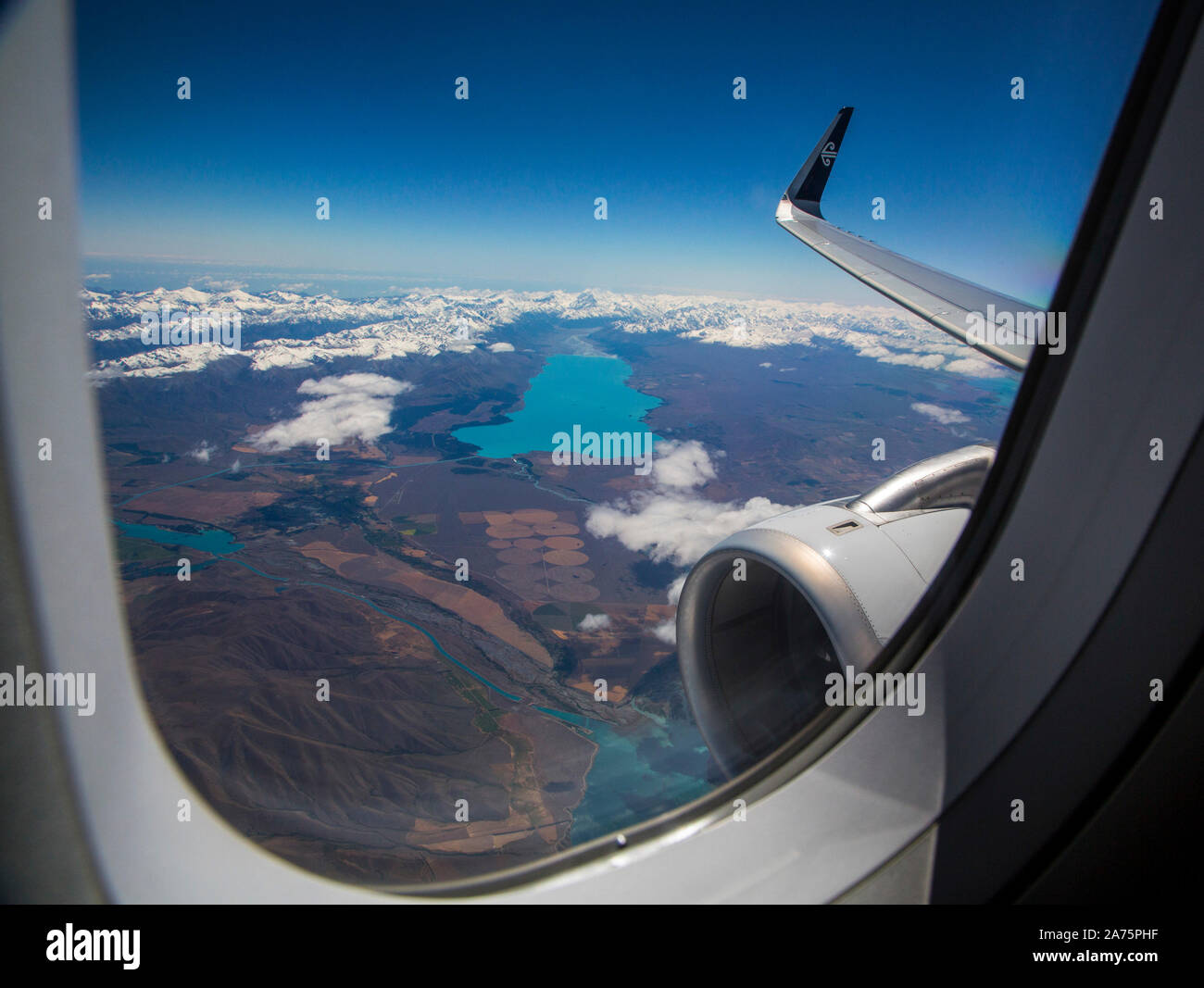 Volo sopra tra WELLINGTON E QUEENSTOWN ,volo sulle Alpi del Sud, Nuova Zelanda Foto Stock