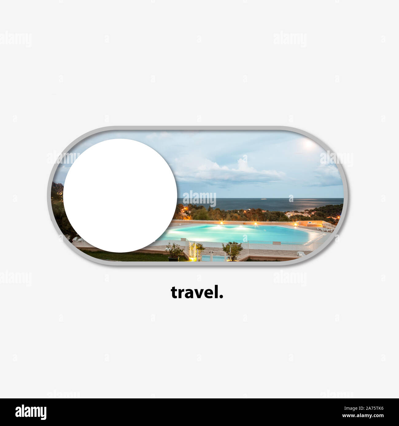 Interruttore di disinnesto per il vostro viaggio dei sogni - girare la corsa a. Bellissima vista del paesaggio come un modo per trasformare ogni momento dell'anno in viaggio. Scopri il mondo facile come utilizza lo smartphone. Il design moderno. Foto Stock