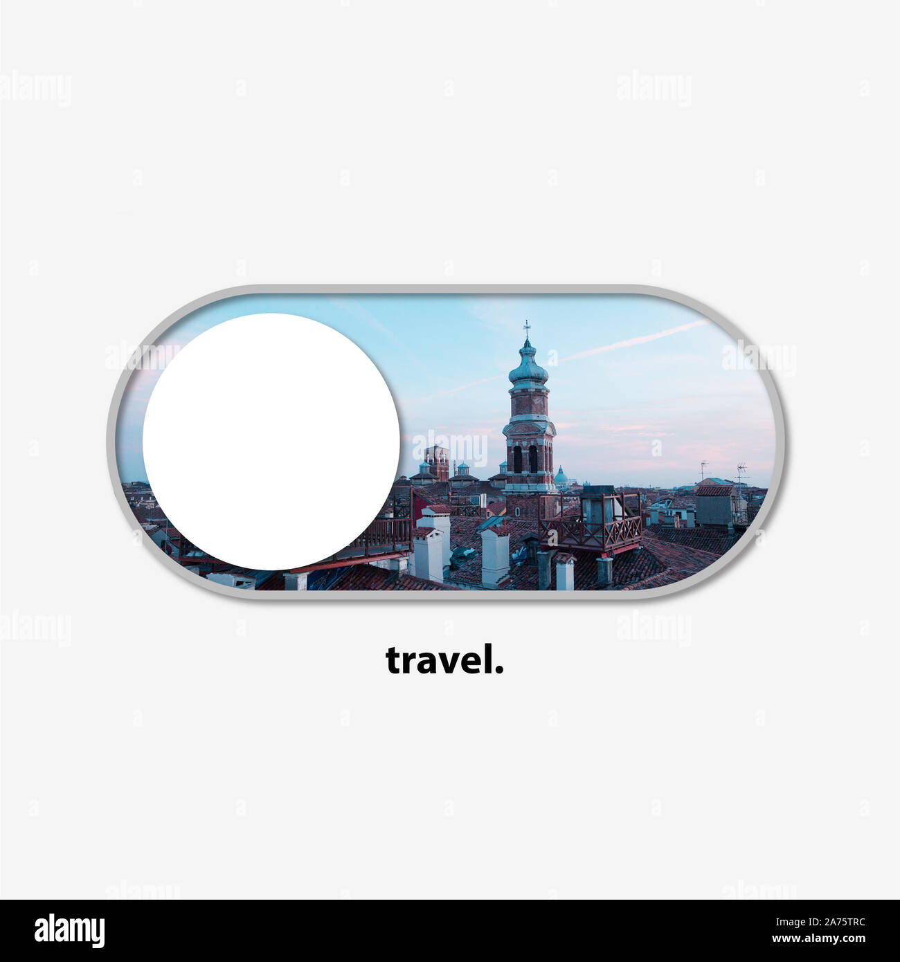 Interruttore di disinnesto per il vostro viaggio dei sogni - girare la corsa a. Bellissima vista del paesaggio come un modo per trasformare ogni momento dell'anno in viaggio. Scopri il mondo facile come utilizza lo smartphone. Il design moderno. Foto Stock