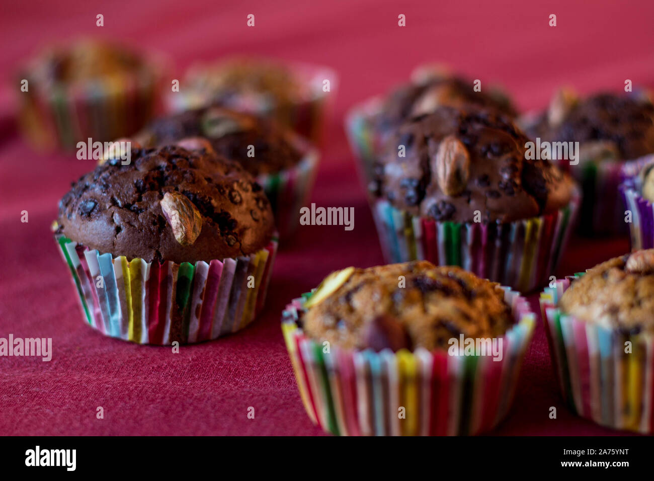 Still Life food - Pasticceria - composizione di muffin - con il fuoco selettivo Foto Stock