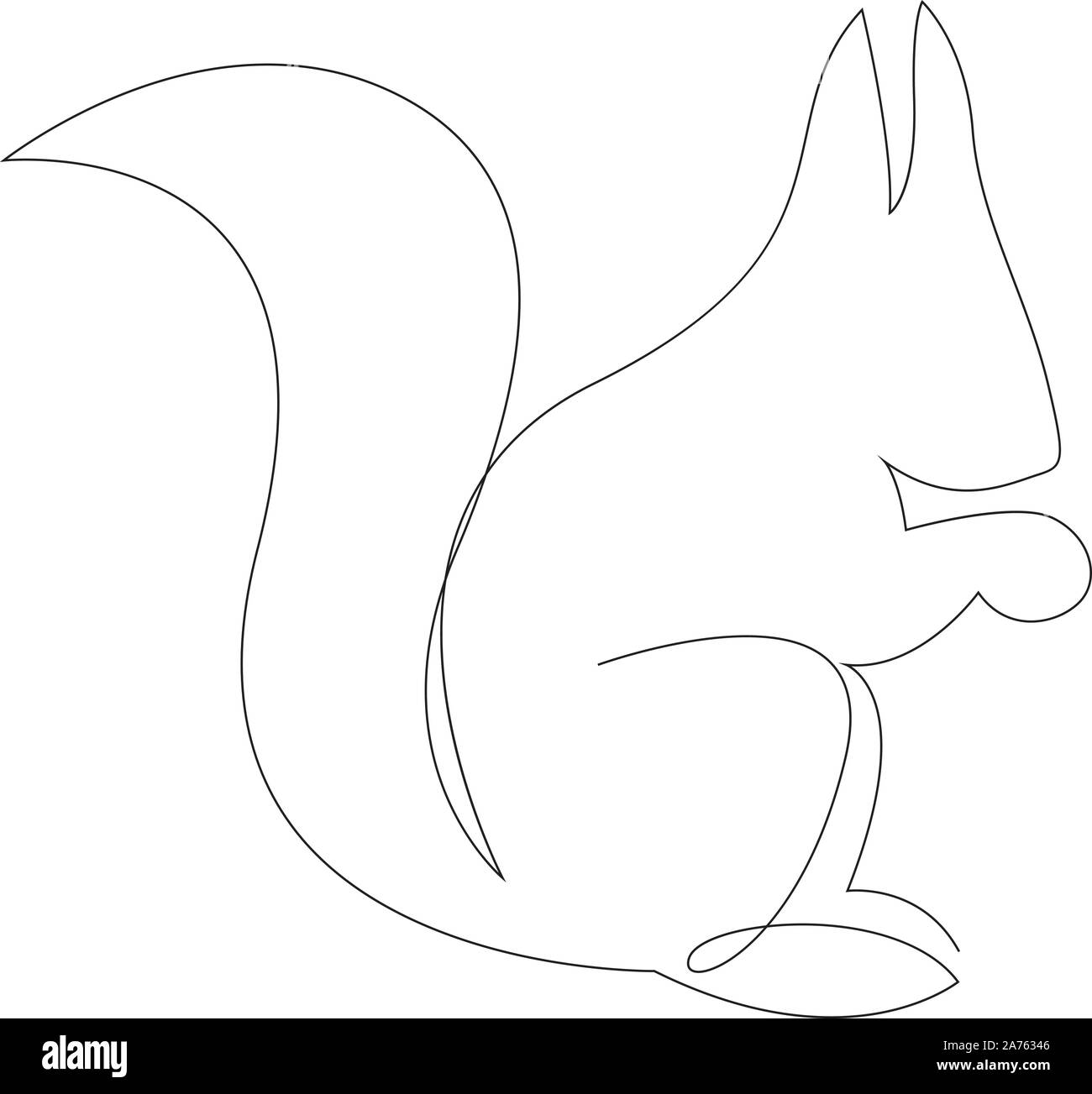 Una linea di disegno scoiattolo. Scoiattolo in linea minimal style. Illustrazione Vettoriale Illustrazione Vettoriale