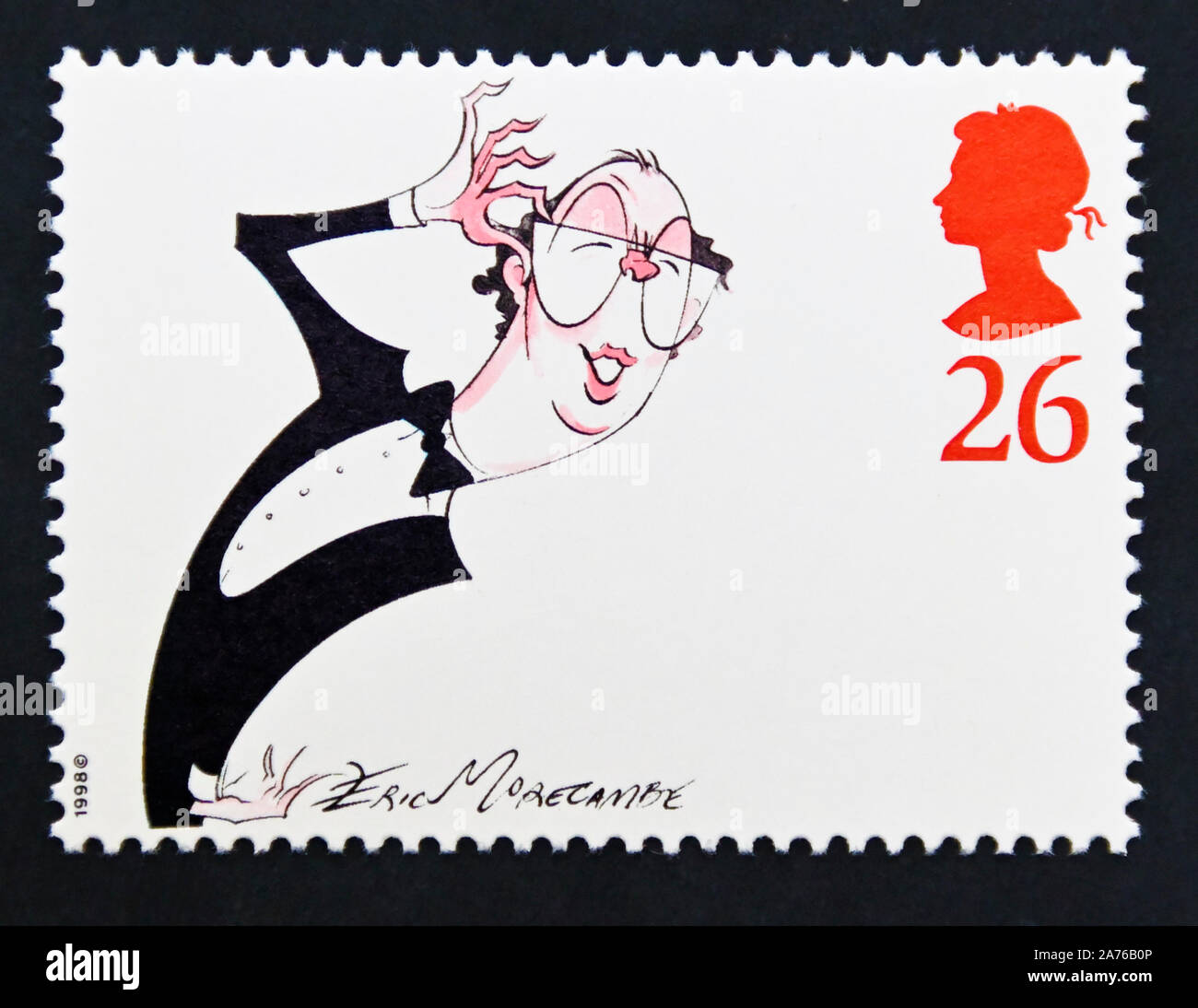Francobollo. La Gran Bretagna. La regina Elisabetta II. Comici. Eric Morecambe. 26p. Foto Stock