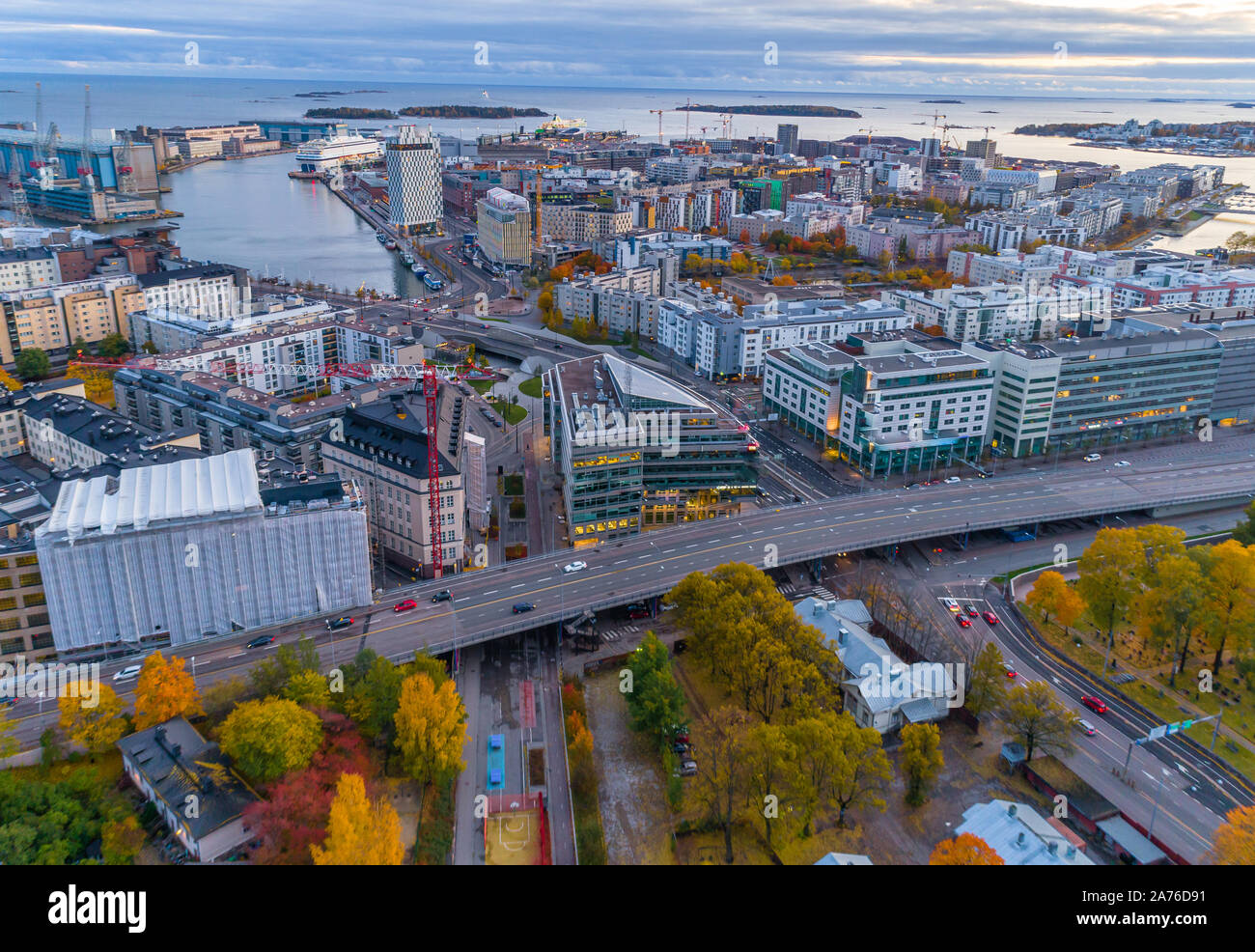 Foto aerea di Helsinki, capitale della Finlandia Foto Stock