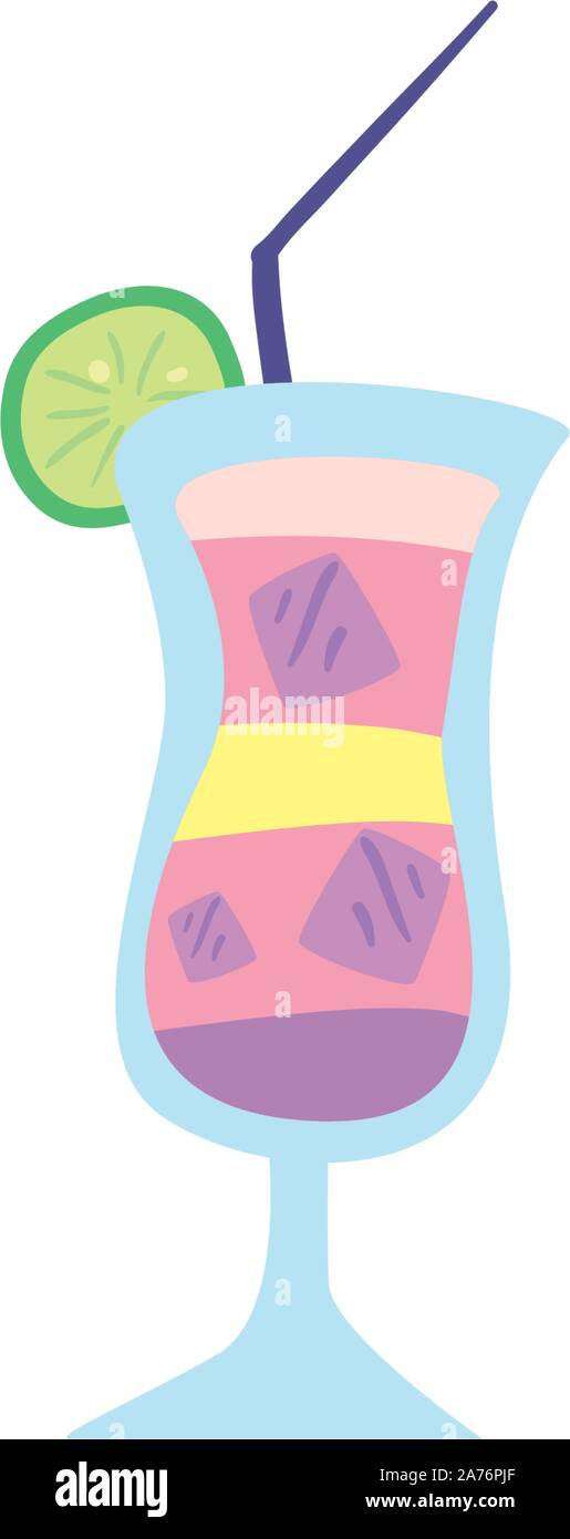 Di vetro con una bevanda rinfrescante su sfondo bianco illustrazione vettoriale design Illustrazione Vettoriale