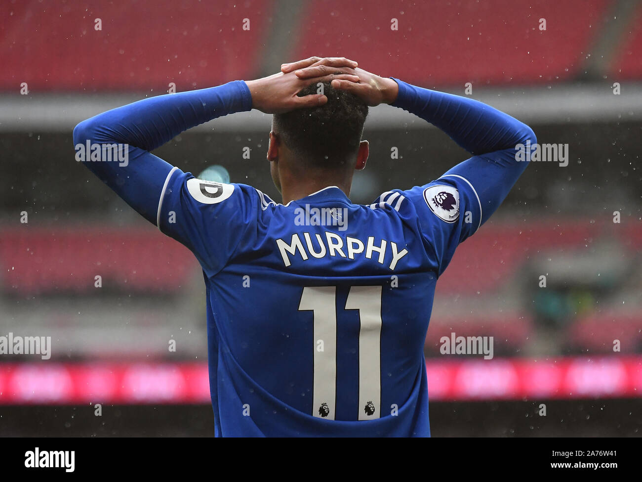 Londra, Inghilterra - Ottobre 6, 2018: Josh Murphy di Cardiff nella foto durante il 2018/19 English Premier League tra Tottenham Hotspur e Cardiff City a Wembley Stadium. Foto Stock