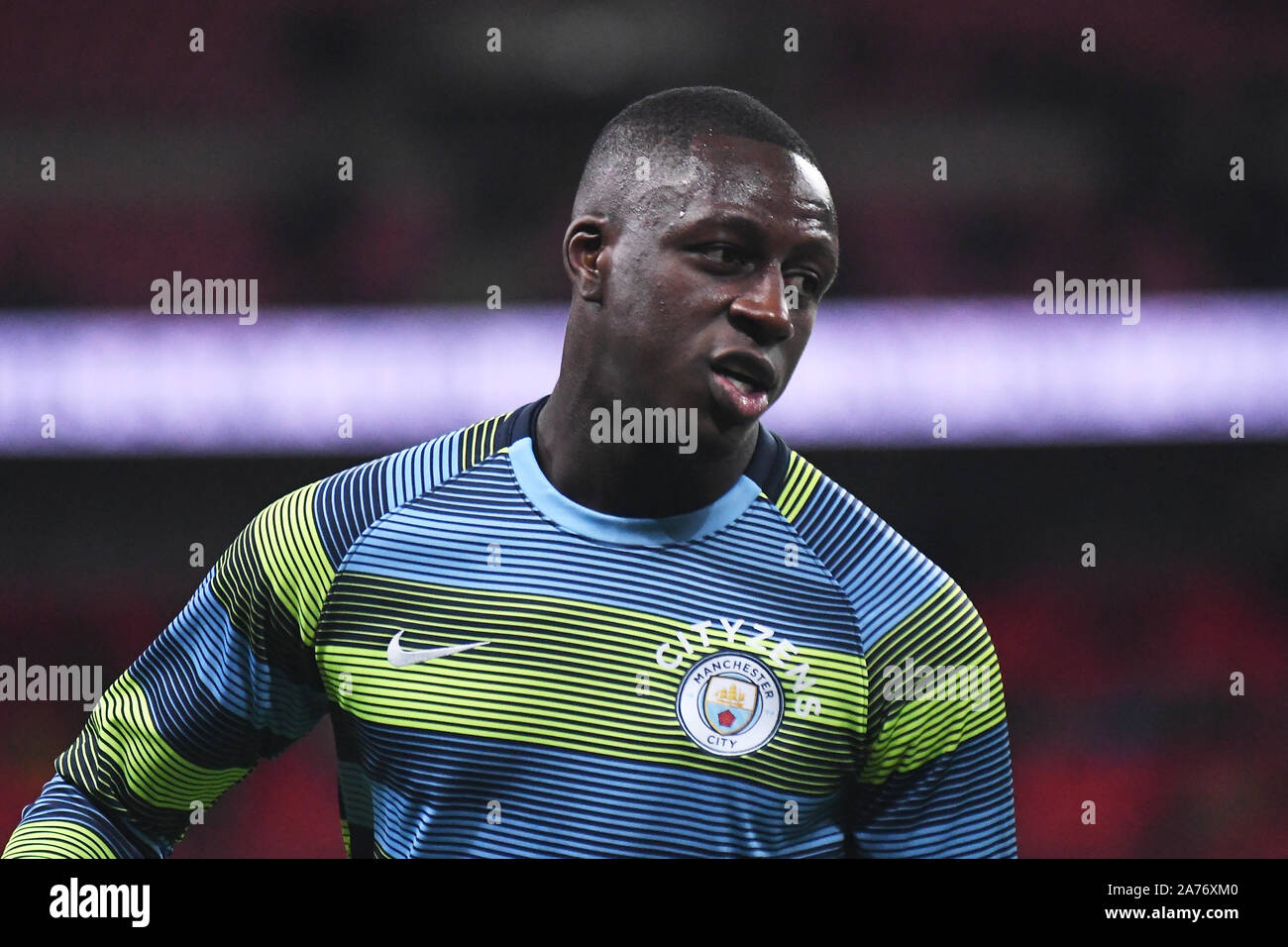 Londra, Inghilterra - Ottobre 29, 2018: Benjamin Mendy della città nella foto prima del 2018/19 English Premier League tra Tottenham Hotspur e il Manchester City a Wembley Stadium. Foto Stock