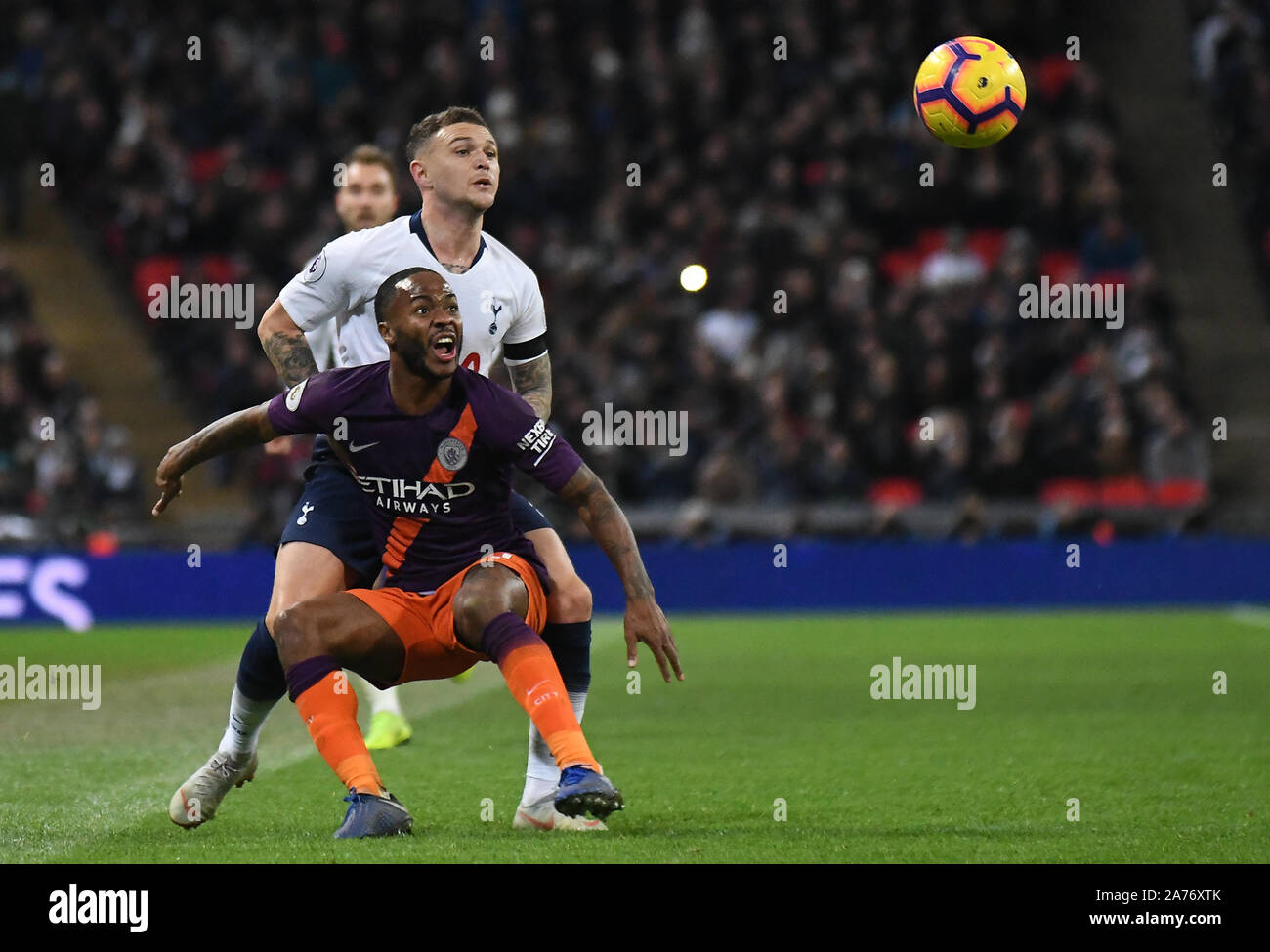 Londra, Inghilterra - 29 ottobre 2018: nella foto durante il 2018/19 English Premier League tra Tottenham Hotspur e il Manchester City a Wembley Stadium. Foto Stock