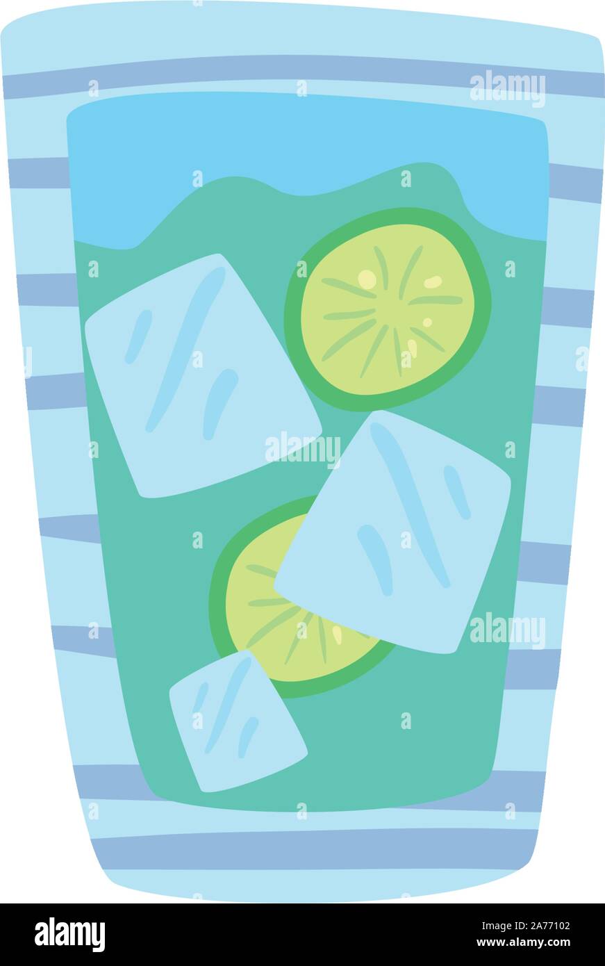 Di vetro con una bevanda rinfrescante su sfondo bianco illustrazione vettoriale design Illustrazione Vettoriale