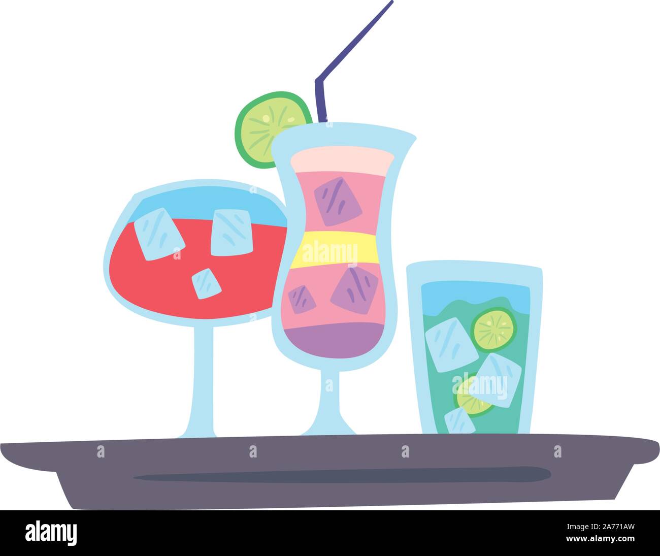 Di vetro con una bevanda rinfrescante su sfondo bianco illustrazione vettoriale design Illustrazione Vettoriale