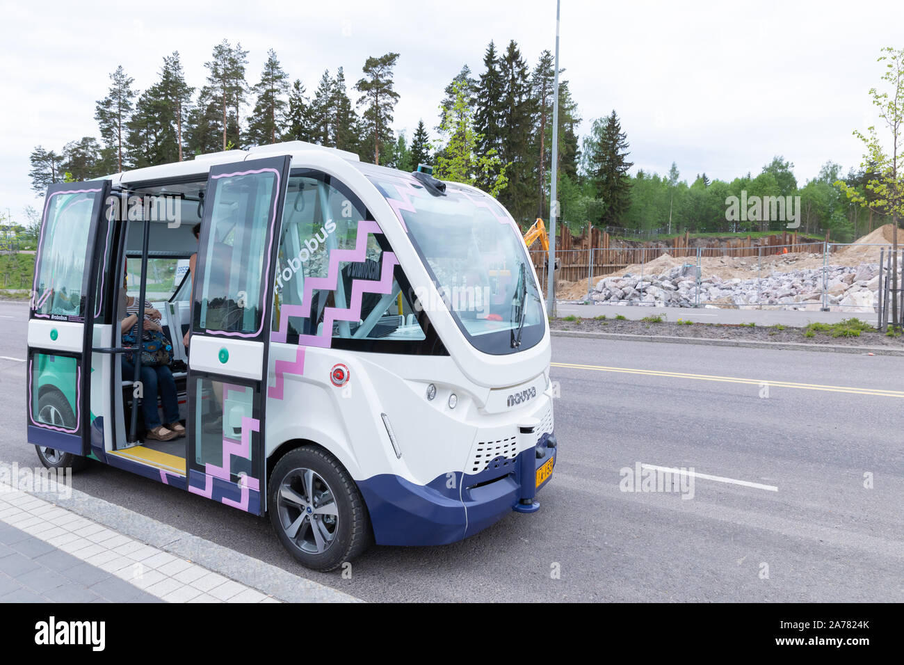 Robobus in prova usare. Foto Stock