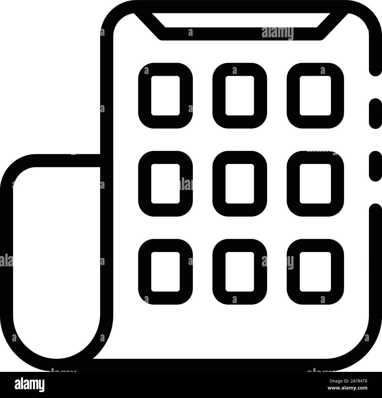 Sottile smartphone pieghevole icona, stile contorno Illustrazione Vettoriale