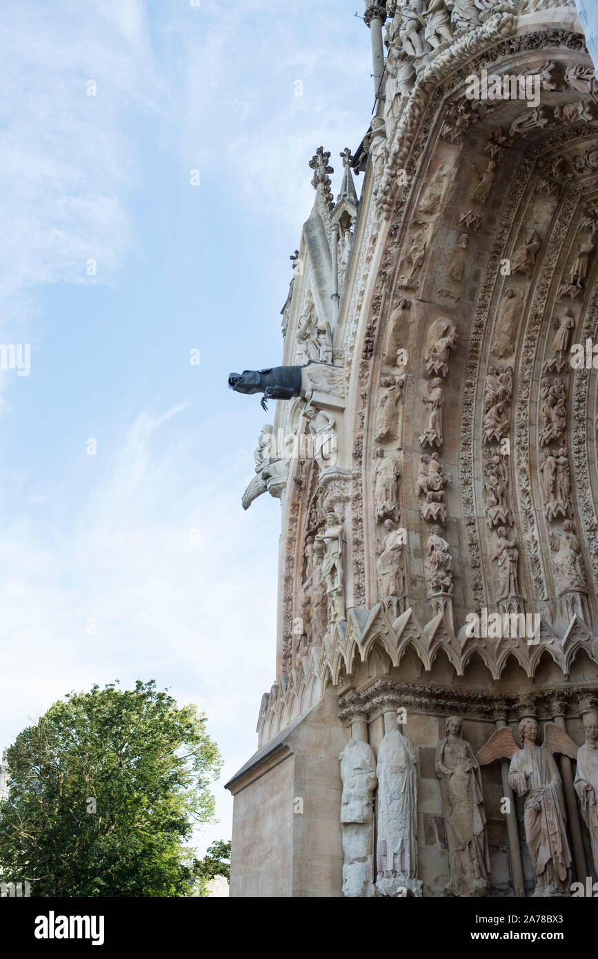 Cattedrale di Reims, Champagne, Francia Foto Stock