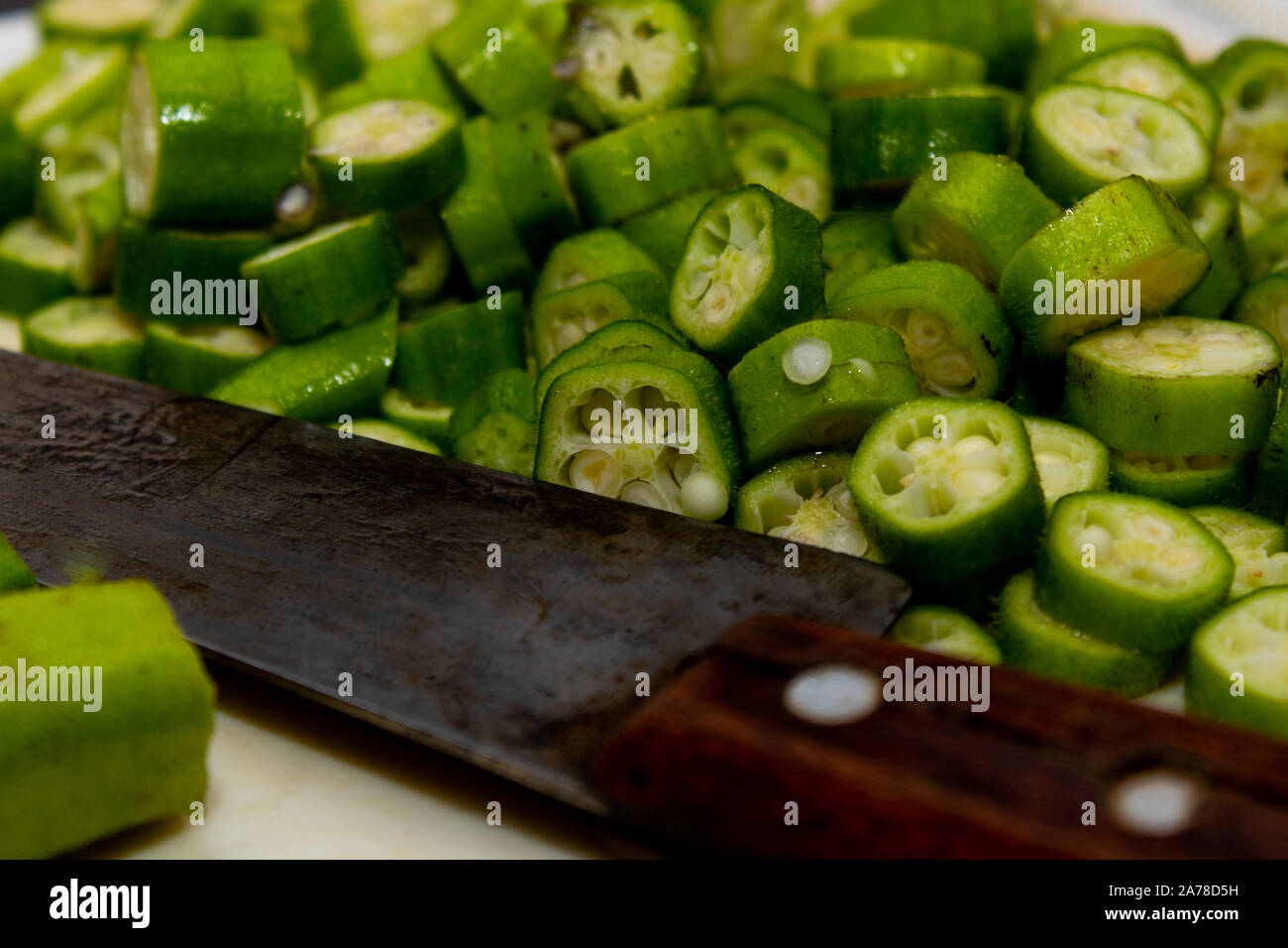 L'Okra andando a pan vegetale di gastronomia Foto Stock