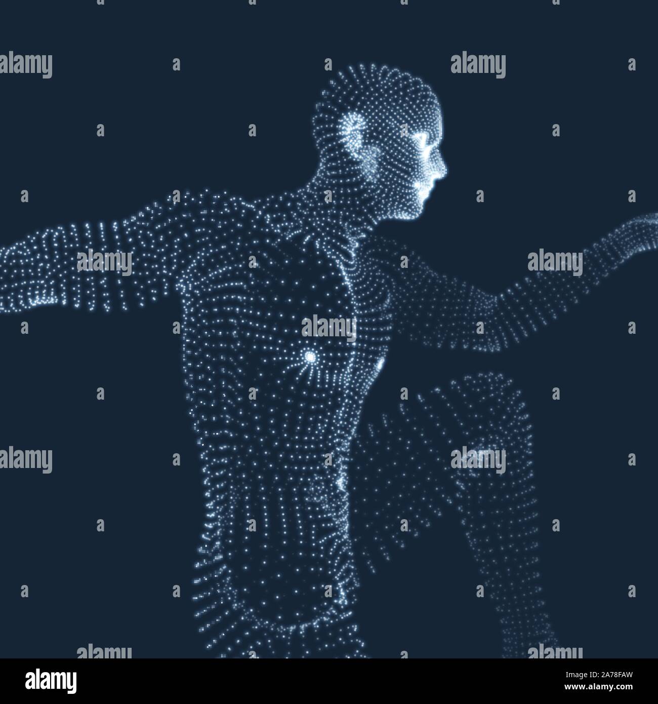 Modello 3D dell'uomo. Il corpo umano. Elemento di design. Illustrazione Vettoriale. Illustrazione Vettoriale