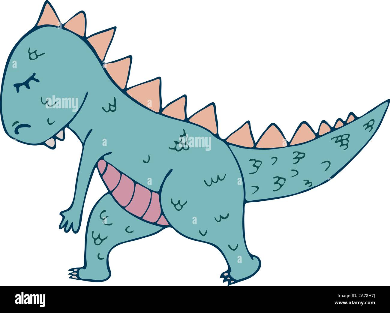 Dinosauro nello Yoga asana, disegnato a mano illustrazione vettoriale Illustrazione Vettoriale