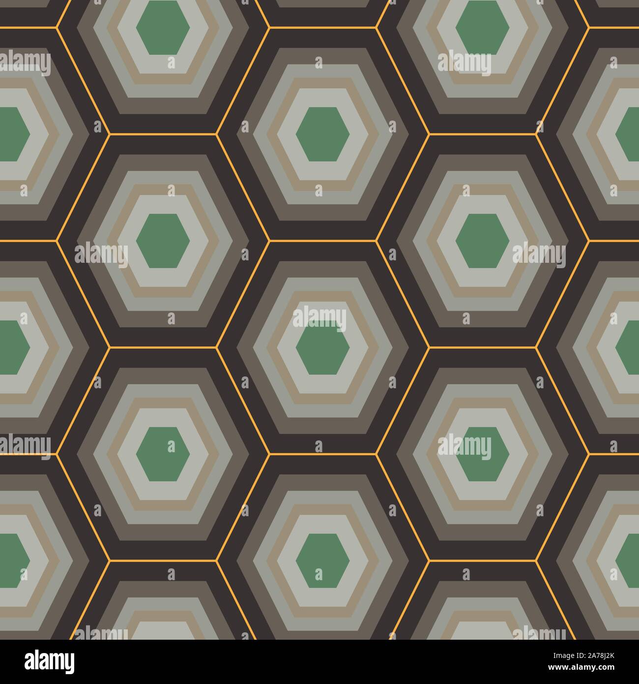 Seamless pattern del vettore con il nido d'ape modello sagomato in marrone e verde Illustrazione Vettoriale