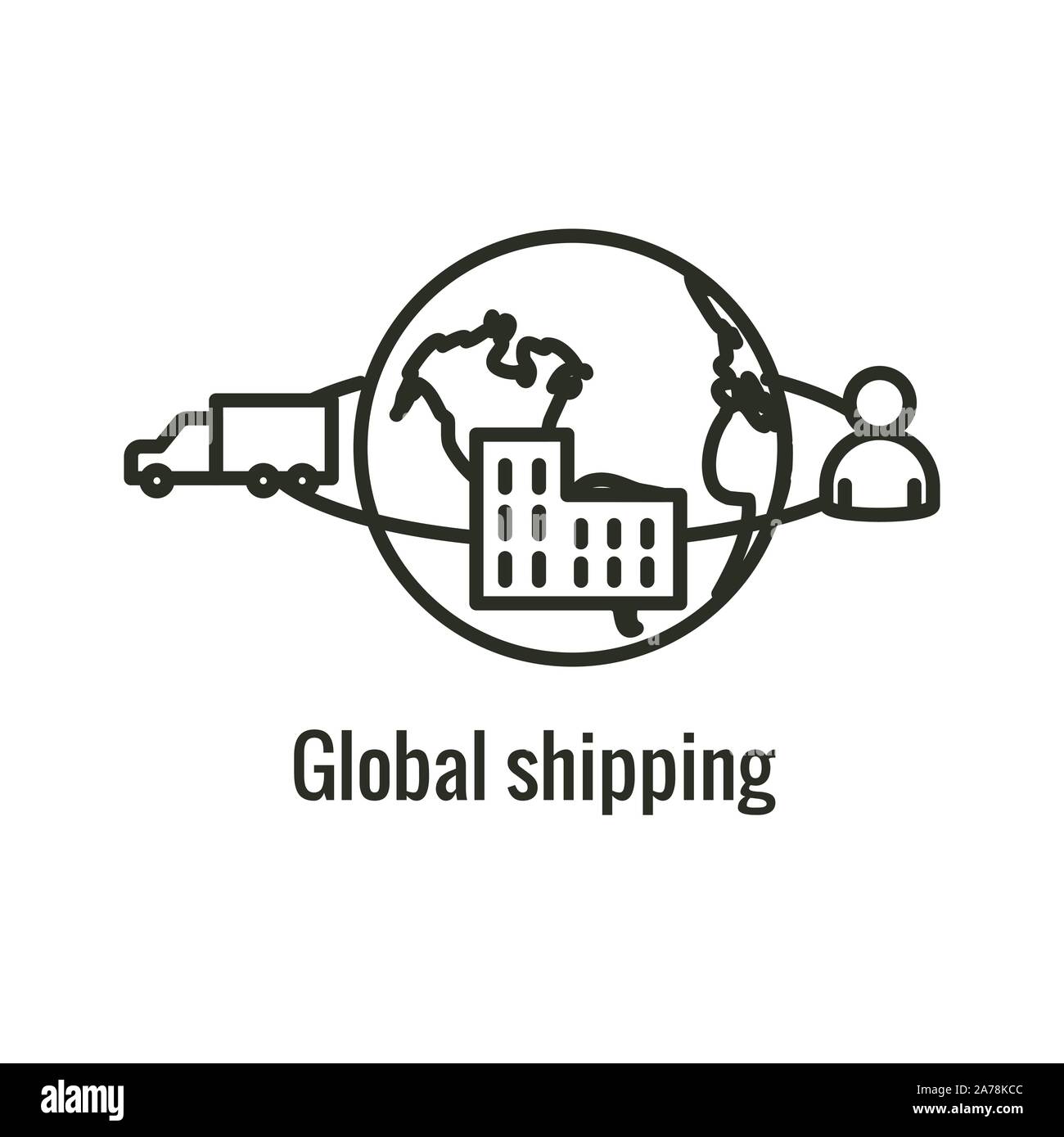 Icona di logistica che mostra il movimento da 1 posto alla successiva Illustrazione Vettoriale