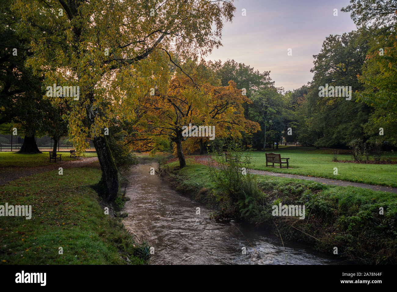 Colori autunnali, Roath Park, Roath, Cardiff, Galles, UK. Foto Stock