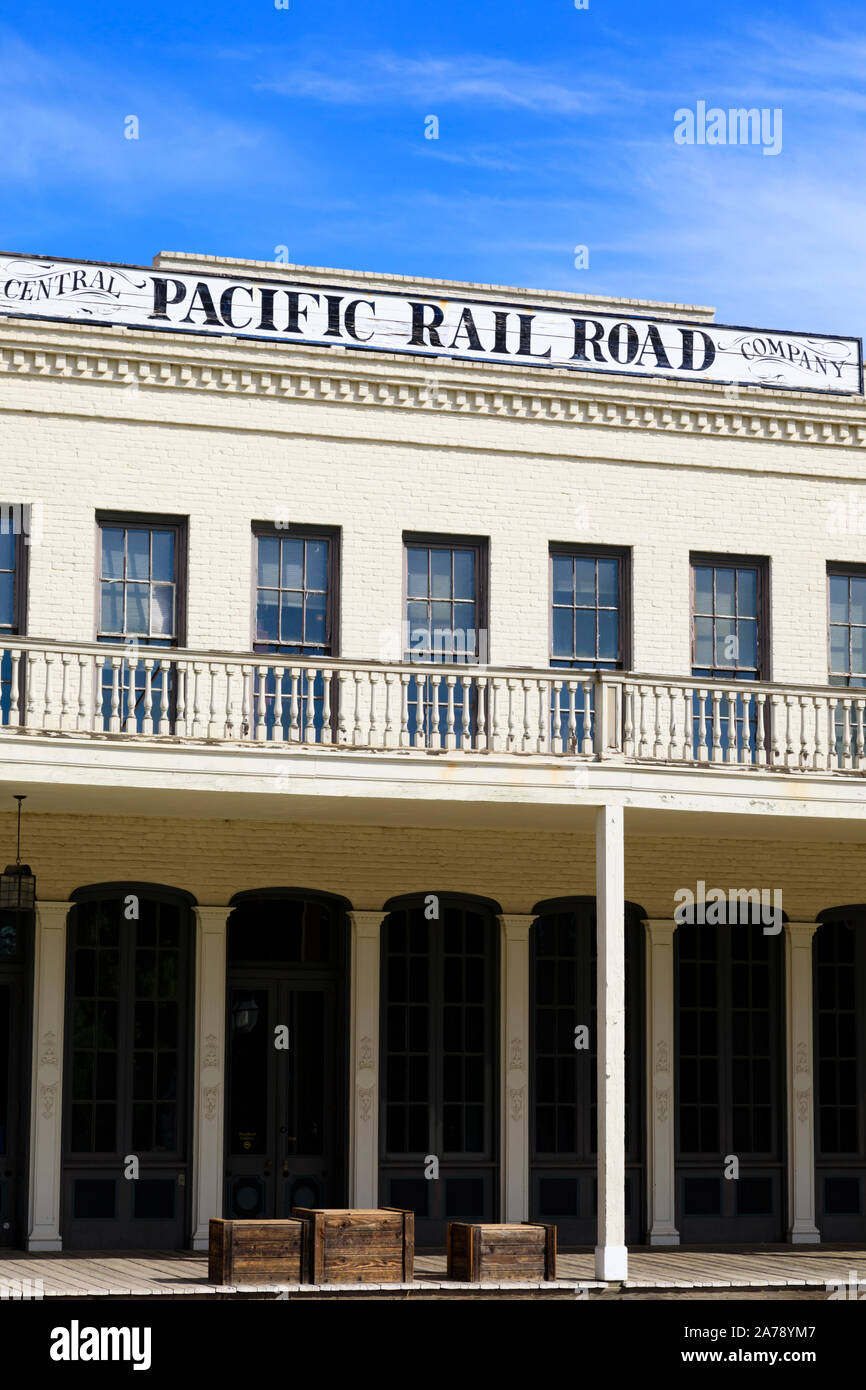 Central Pacific rail road Company edificio, Città Vecchia, Sacramento, la capitale dello Stato della California, Stati Uniti d'America. Foto Stock